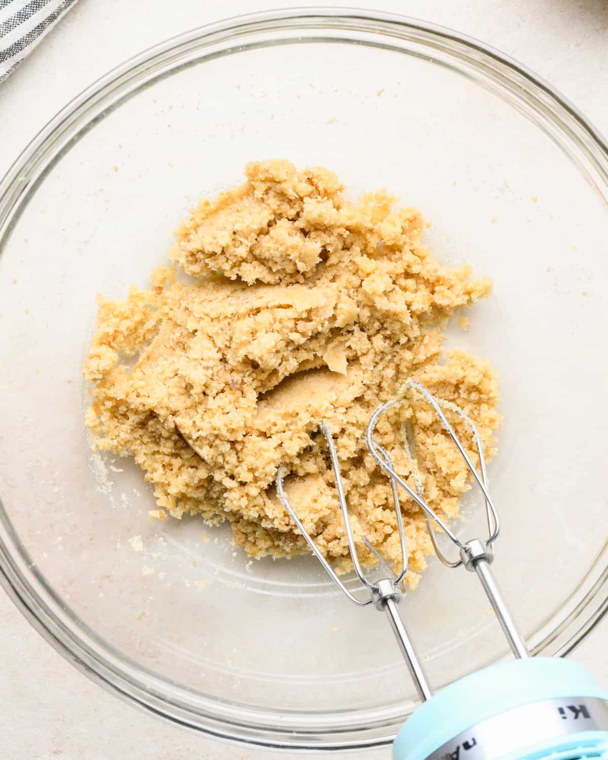 how to make almond flour cookies - butter and sugars after mixing