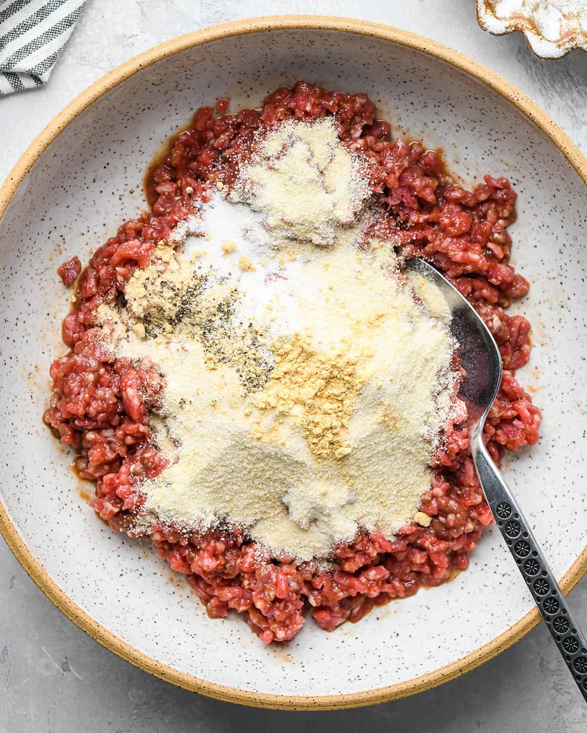 dry ingredients added to the wet Asian Meatballs mixture before mixing