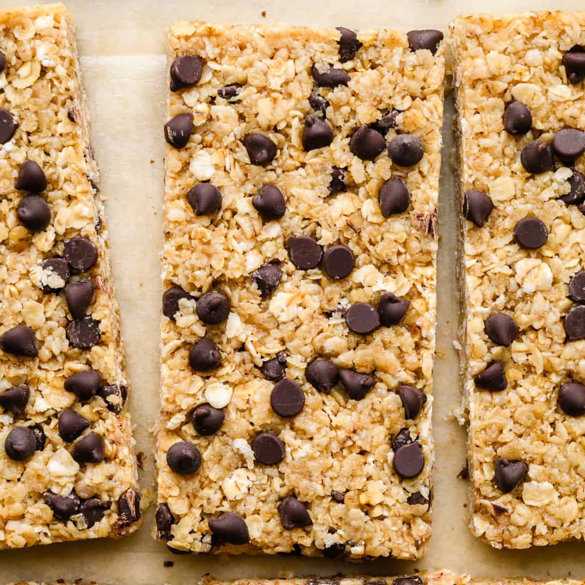 3 Homemade Granola Bars with chocolate chips