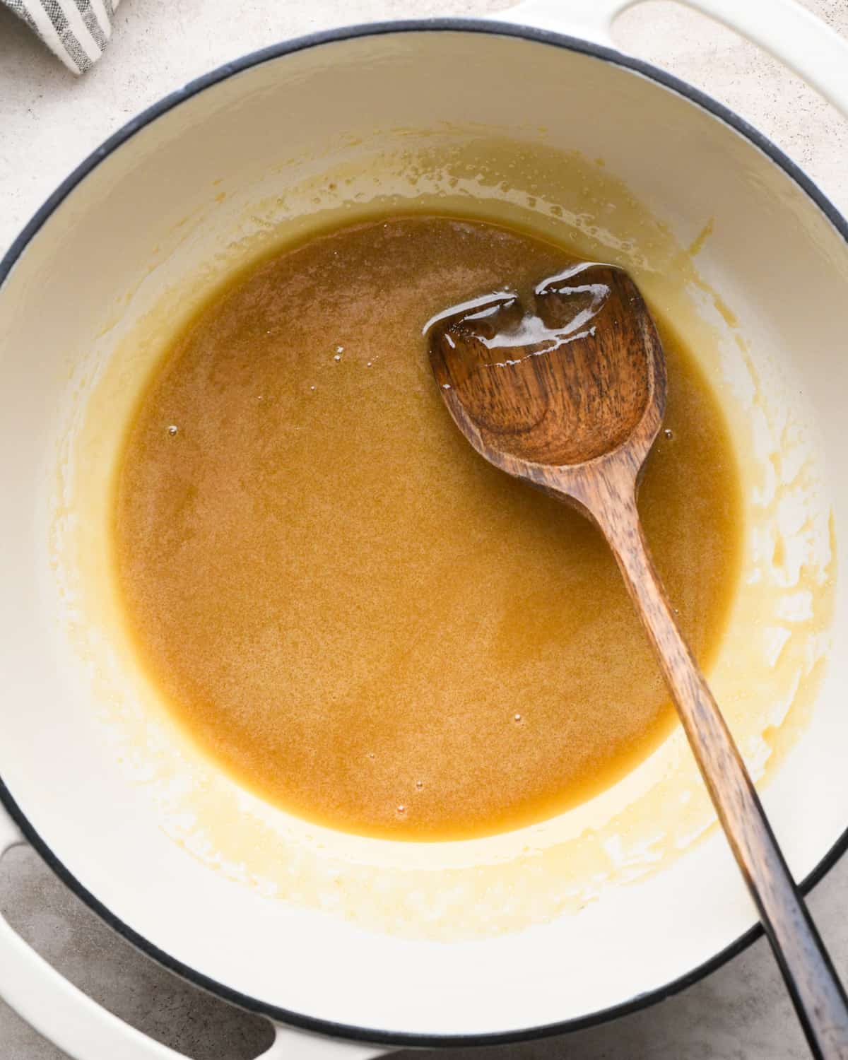 How to Make Granola Bars - butter, brown sugar, honey and salt in a pan after melting