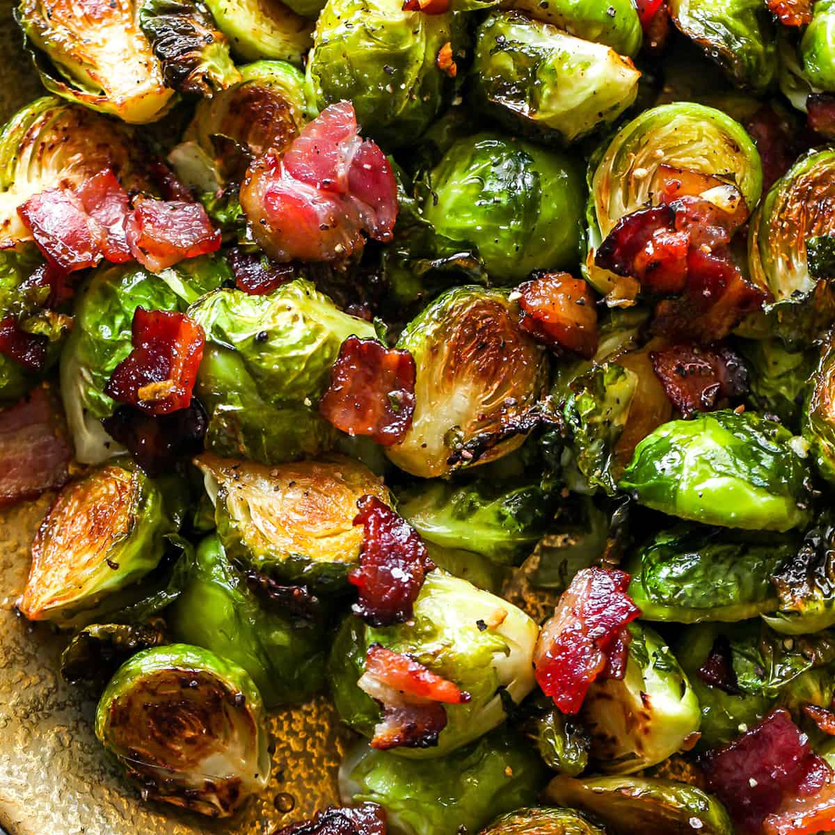 Bacon Brussels Sprouts on a plate