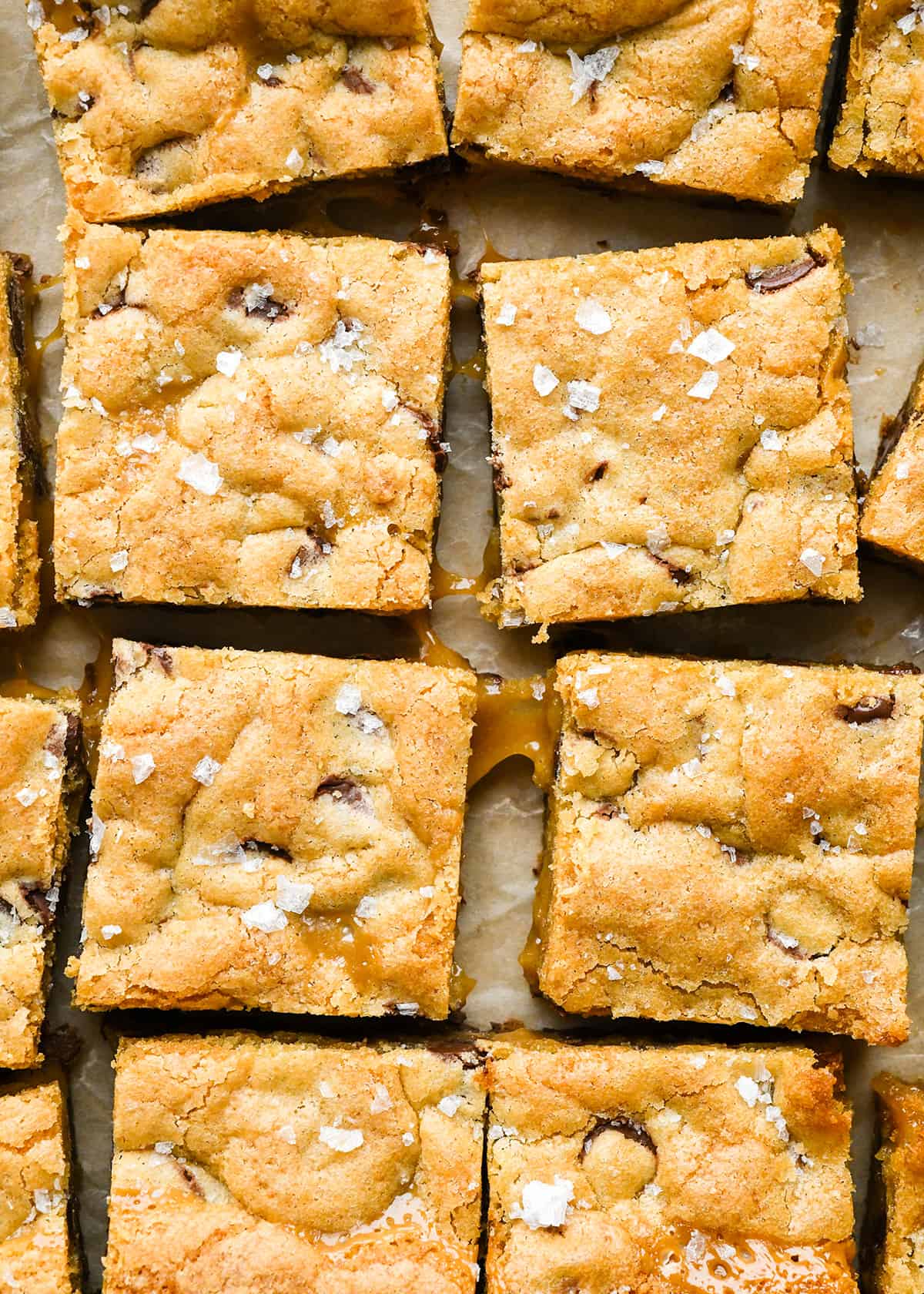 overhead photo of 8 Caramel Cookie Bars