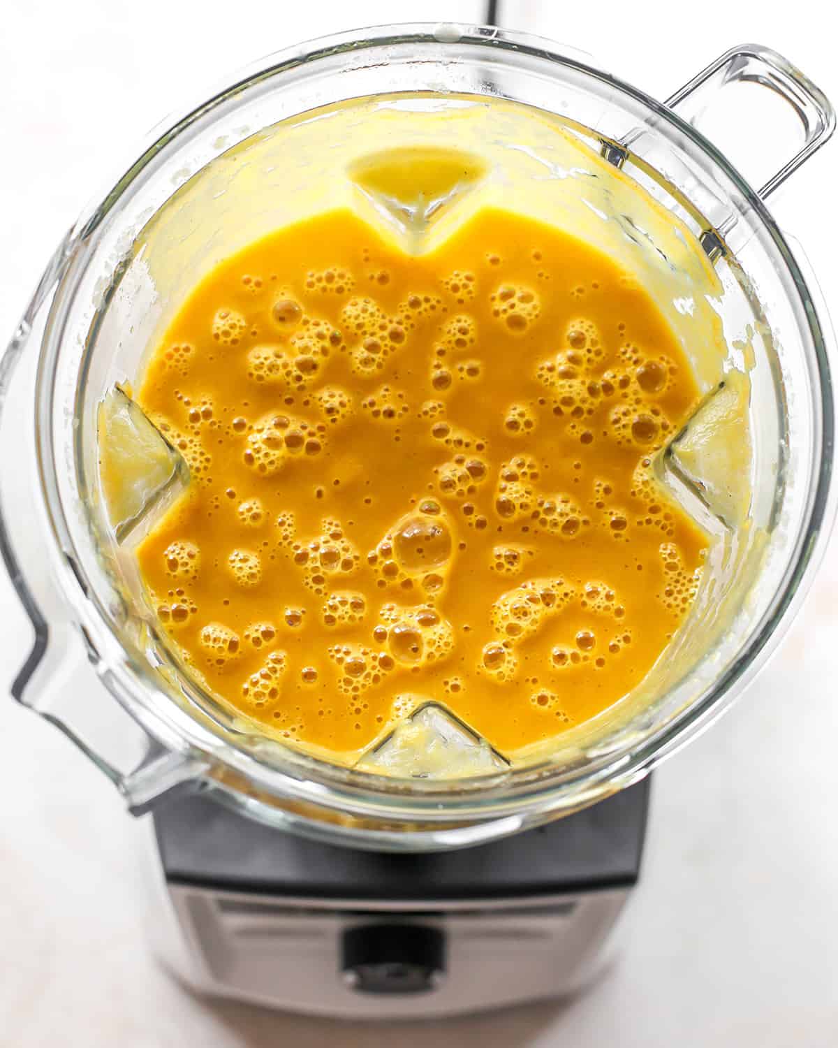How to Make Butternut Squash Soup - ingredients in a blender after blending