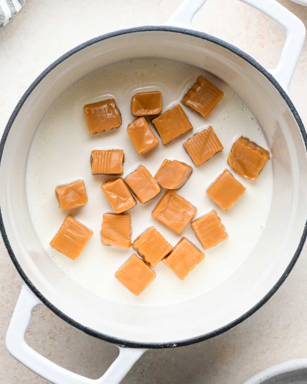 making caramel filling for Caramel Cookie Bars