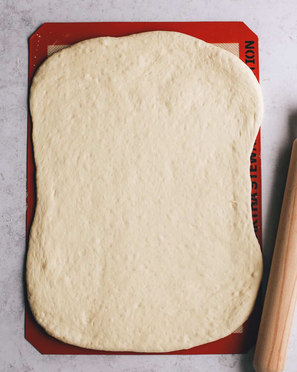 How to Make French Bread - dough formed into a rectangle after rolling