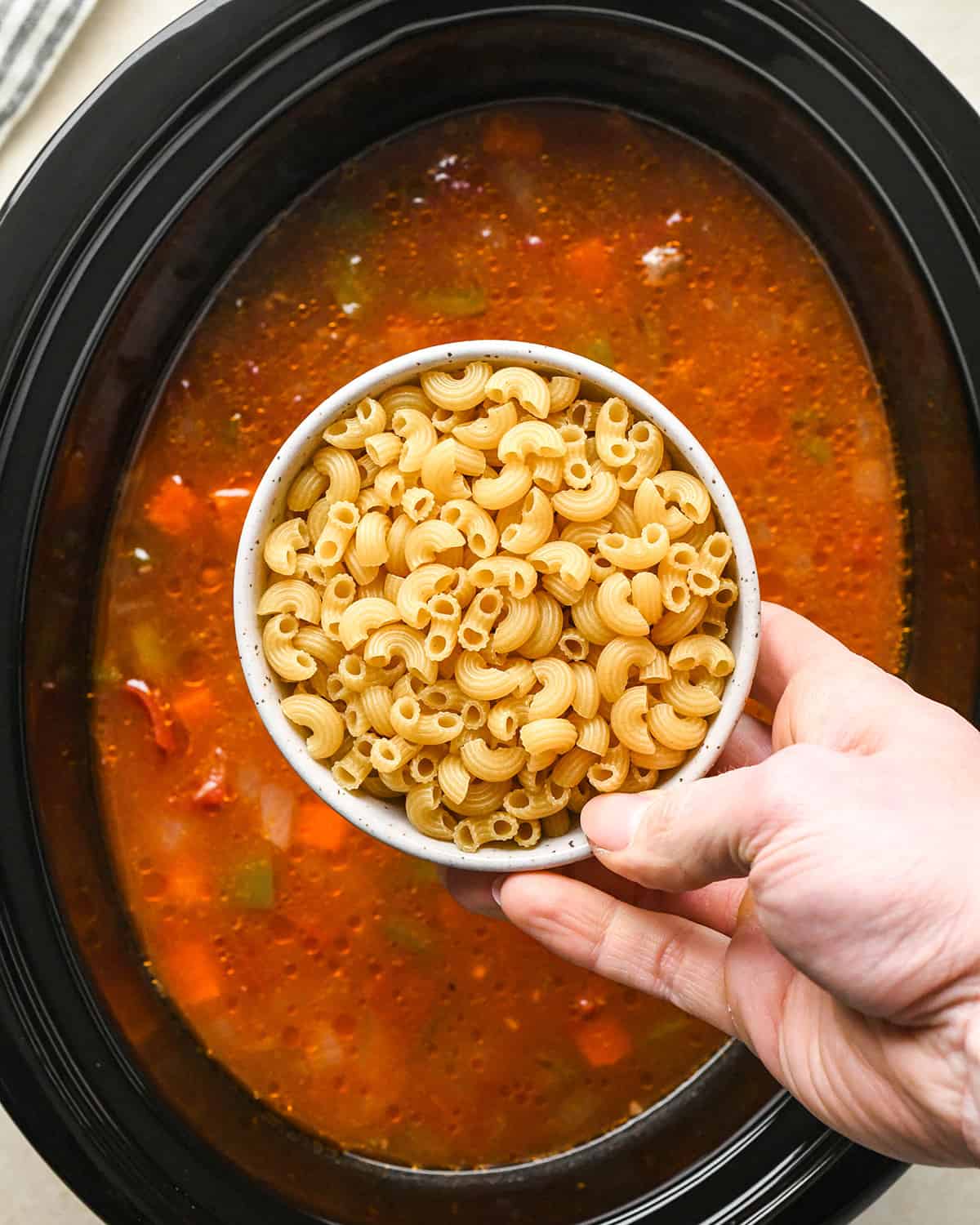 How to Make Hamburger Soup - adding macaroni