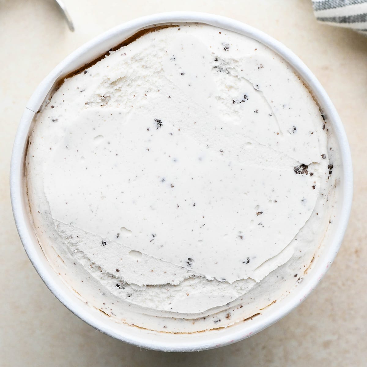 cookies and cream ice cream in a carton