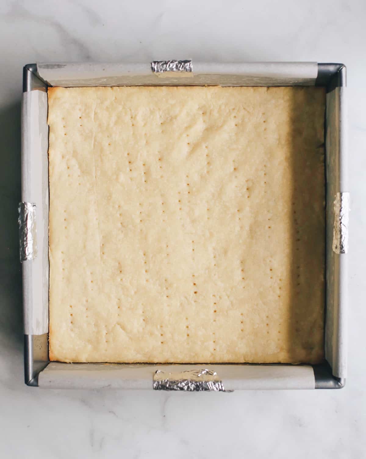How to Make Lemon Bars baked crust in a baking dish