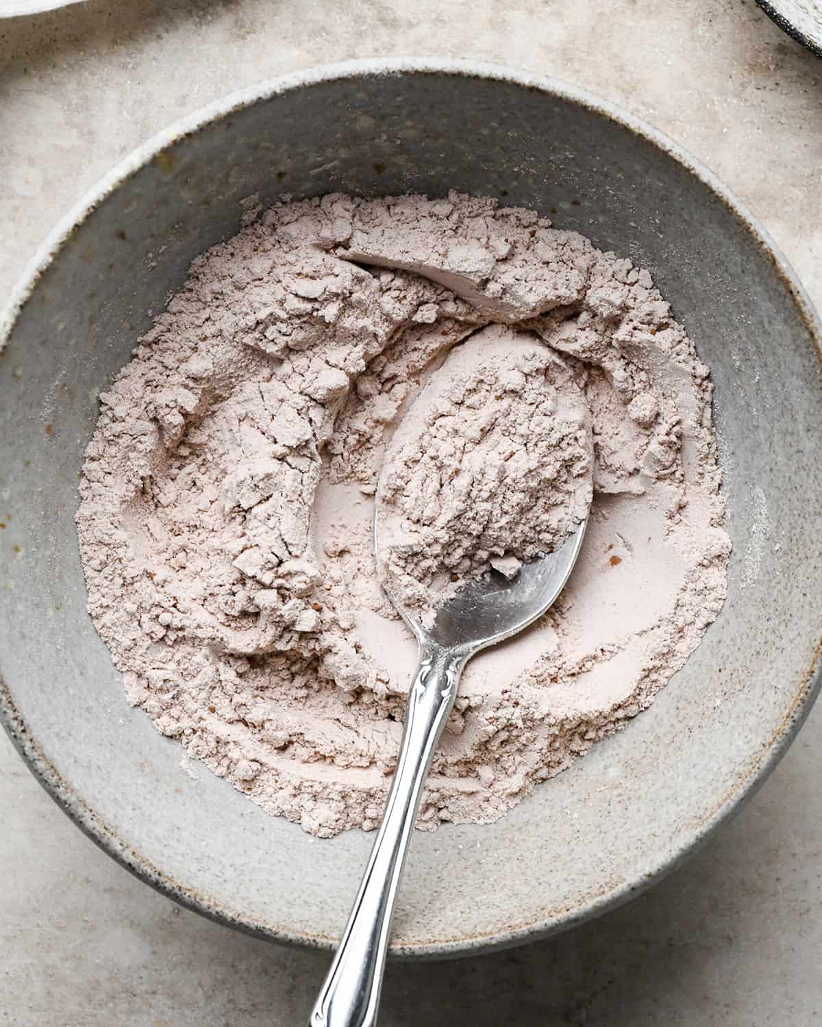 dry ingredients for Peanut Butter Cup Brownies in a bowl after mixing