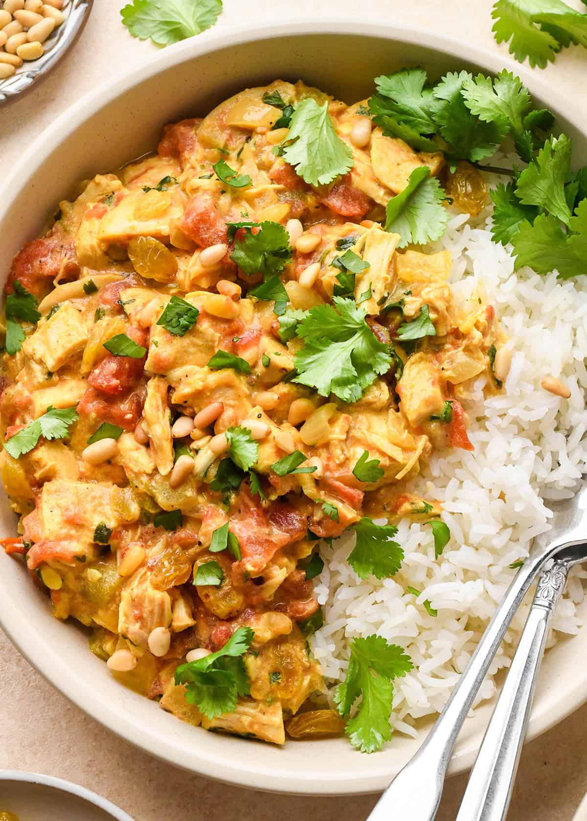 Easy Chicken Curry recipe in a bowl with rice