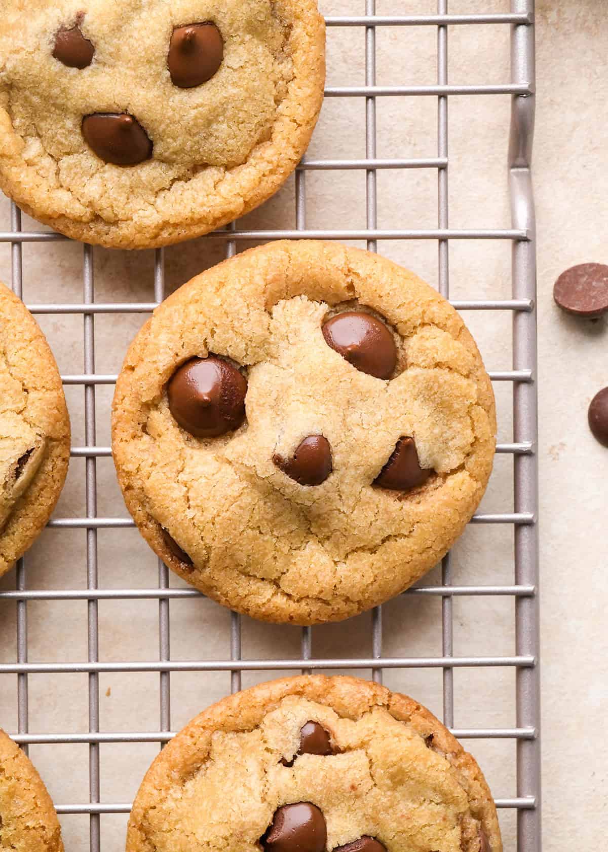 5 Eggless Chocolate Chip Cookies o n a wire cooling rack