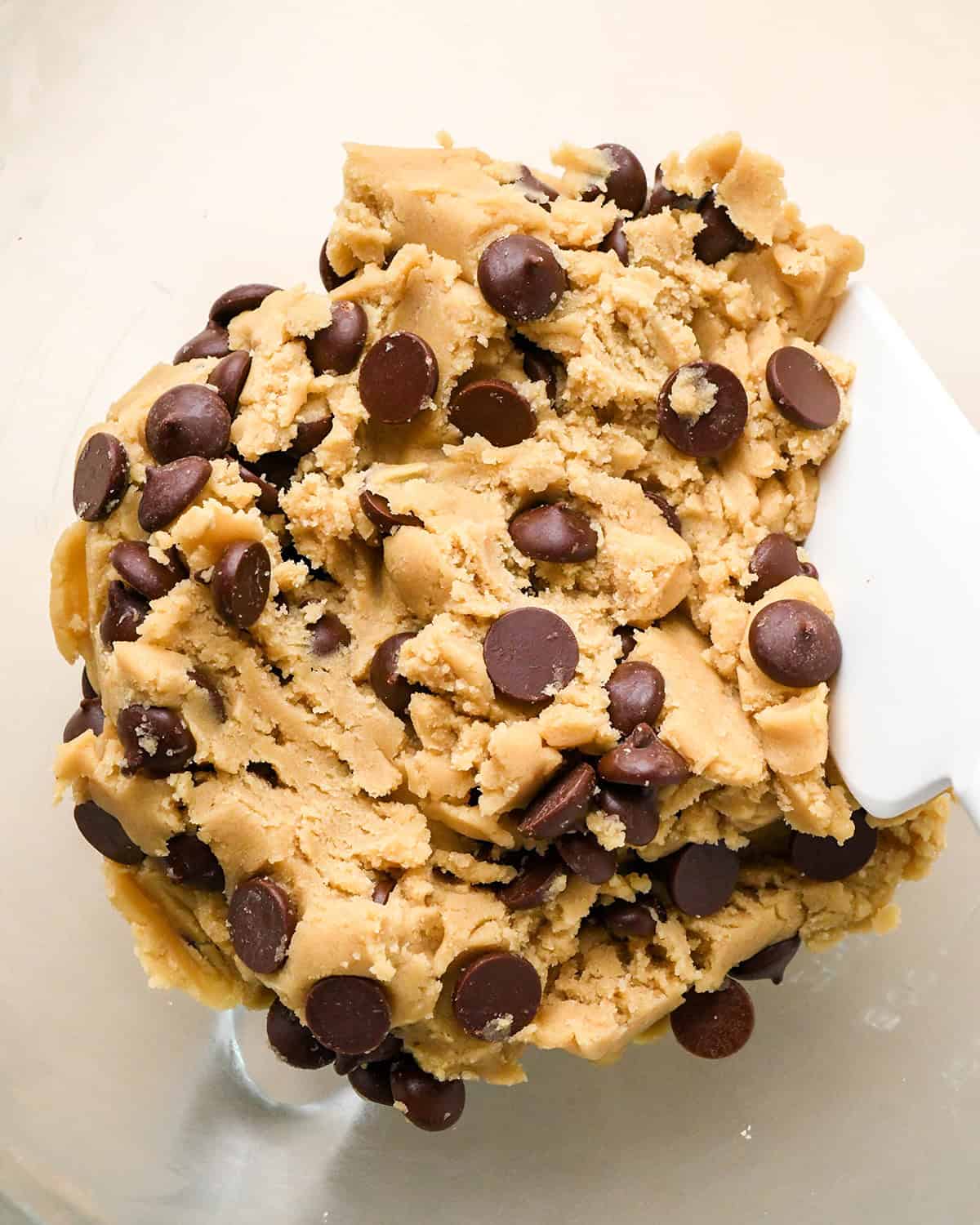 How to Make Eggless Chocolate Chip Cookies - dough after mixing in chocolate chips