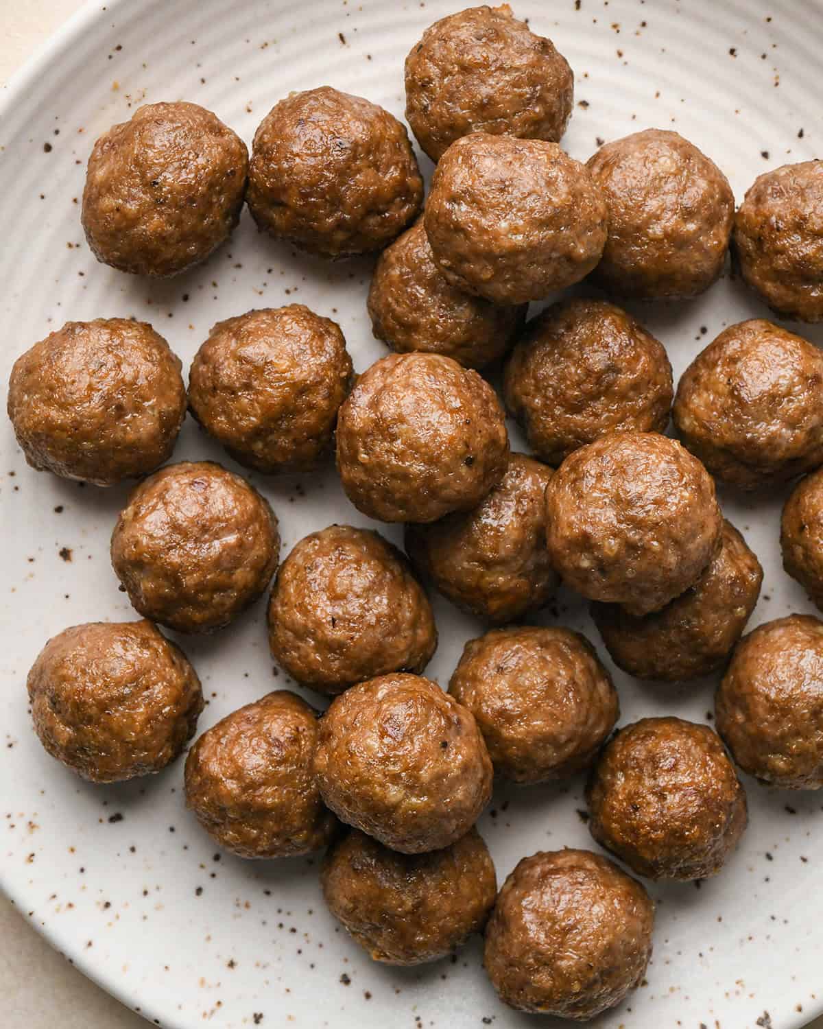 Gluten Free Meatballs after baking on a serving plate