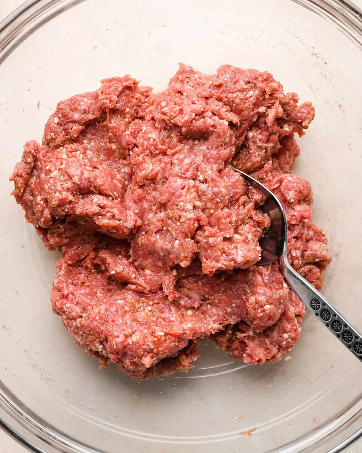 how to make Gluten Free Meatballs - final meatball mixture after stirring in dry ingredients 