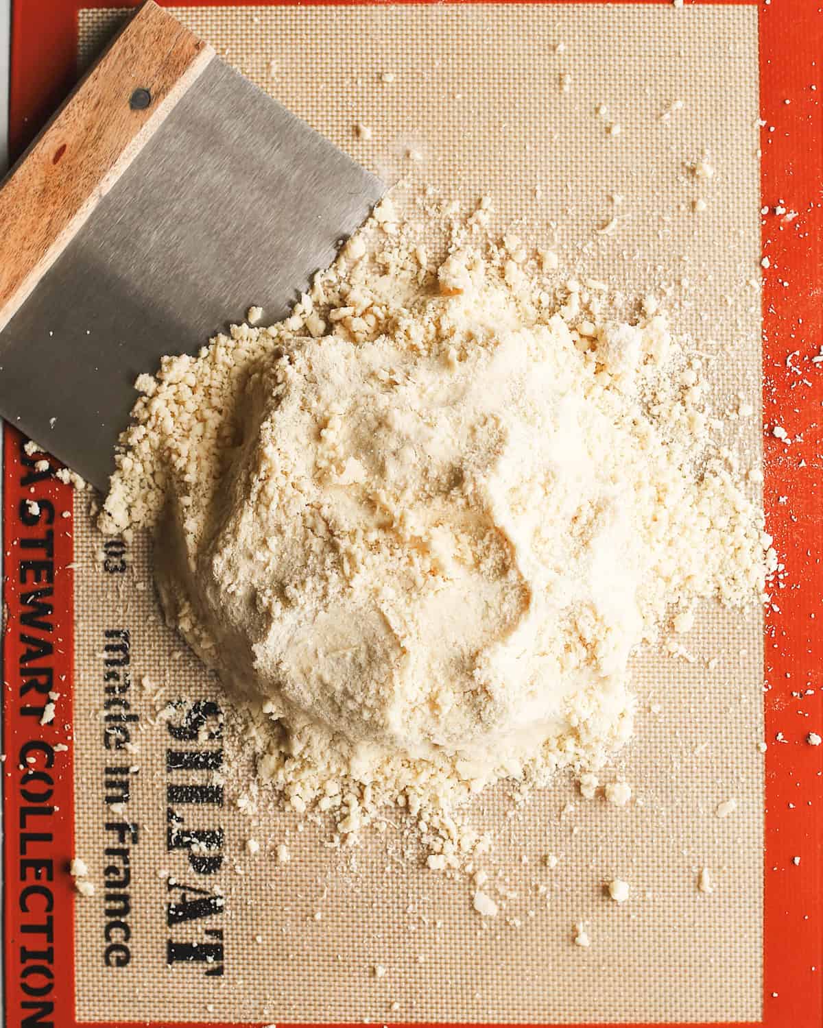 How to Make a Butter Pie Crust dough on a silicone baking mat
