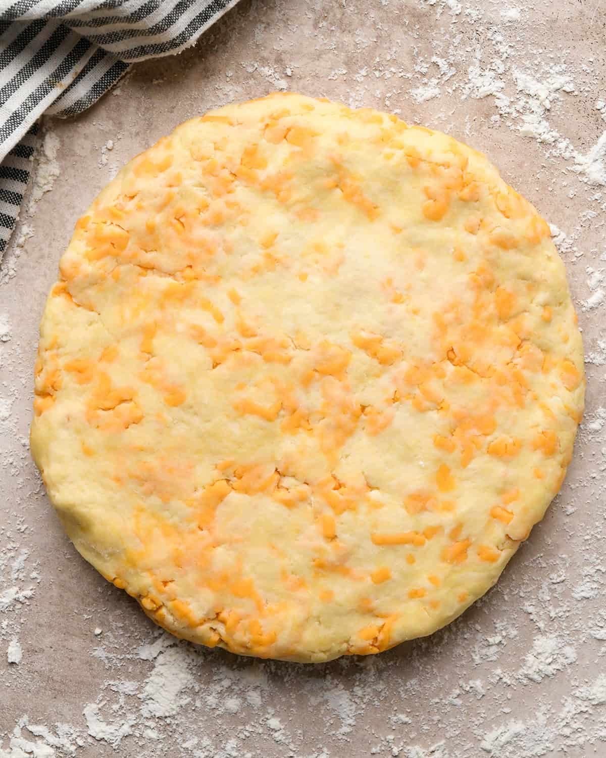 Cheese Scones dough formed into a round disc