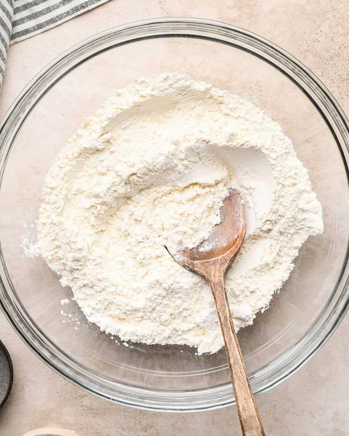 how to make cheese scones - dry ingredients in a bowl after mixing