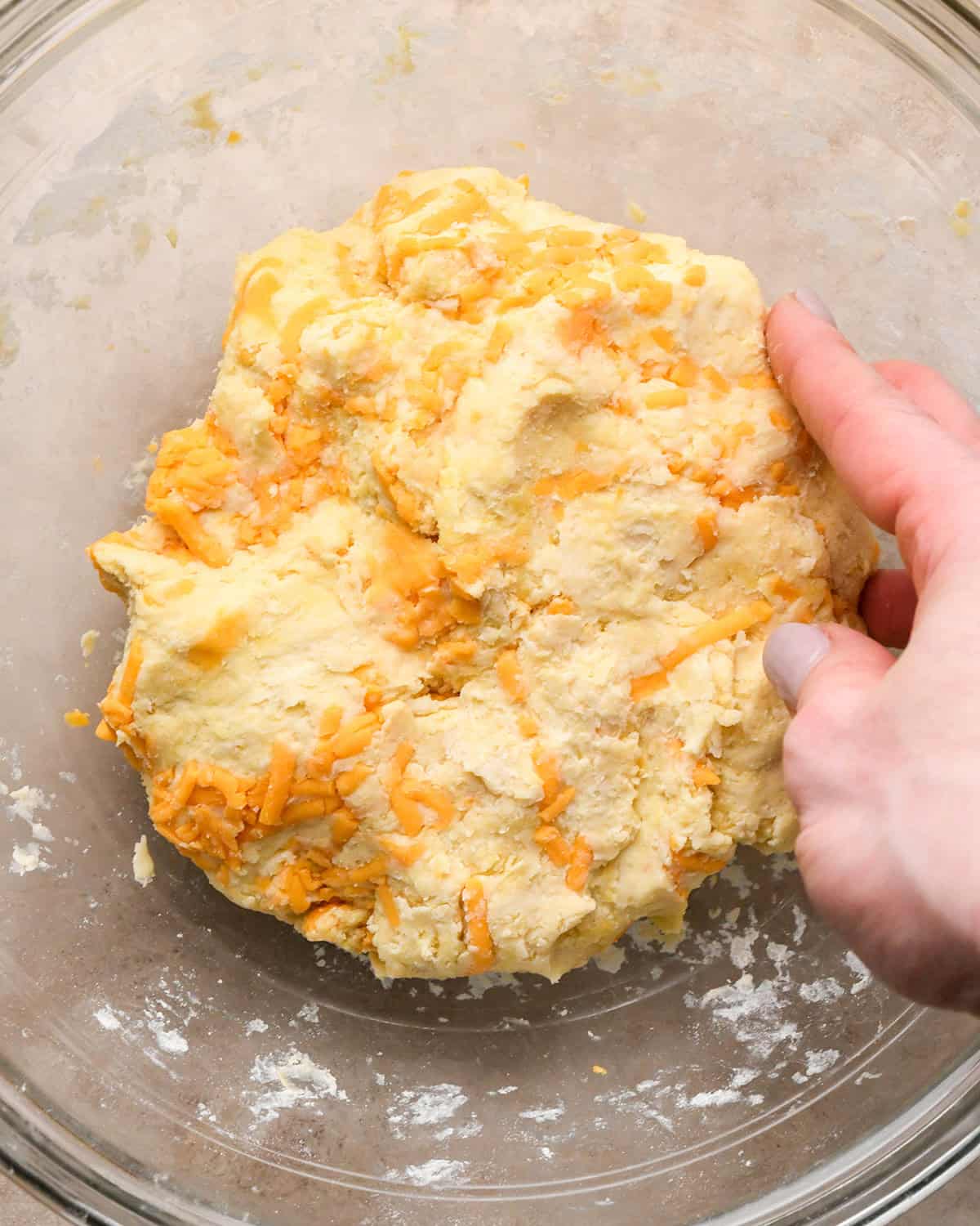 how to make cheese scones - dough after mixing in the cheese