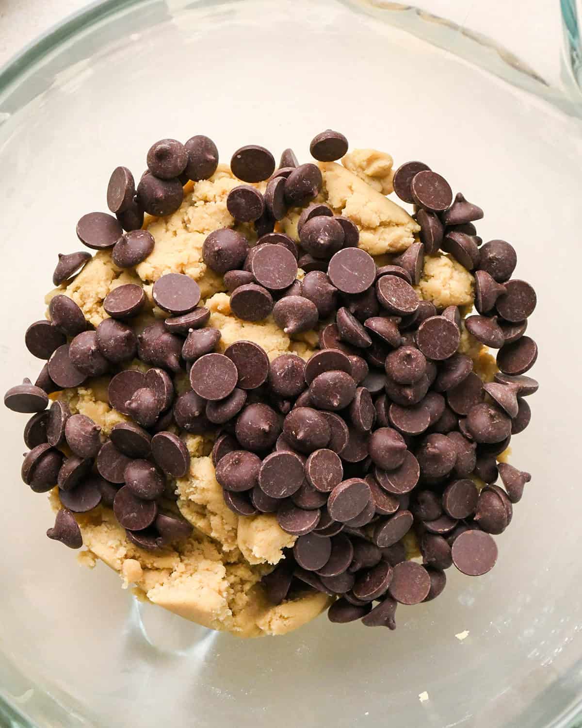 How to Make Edible Cookie Dough  - chocolate chips added before stirring