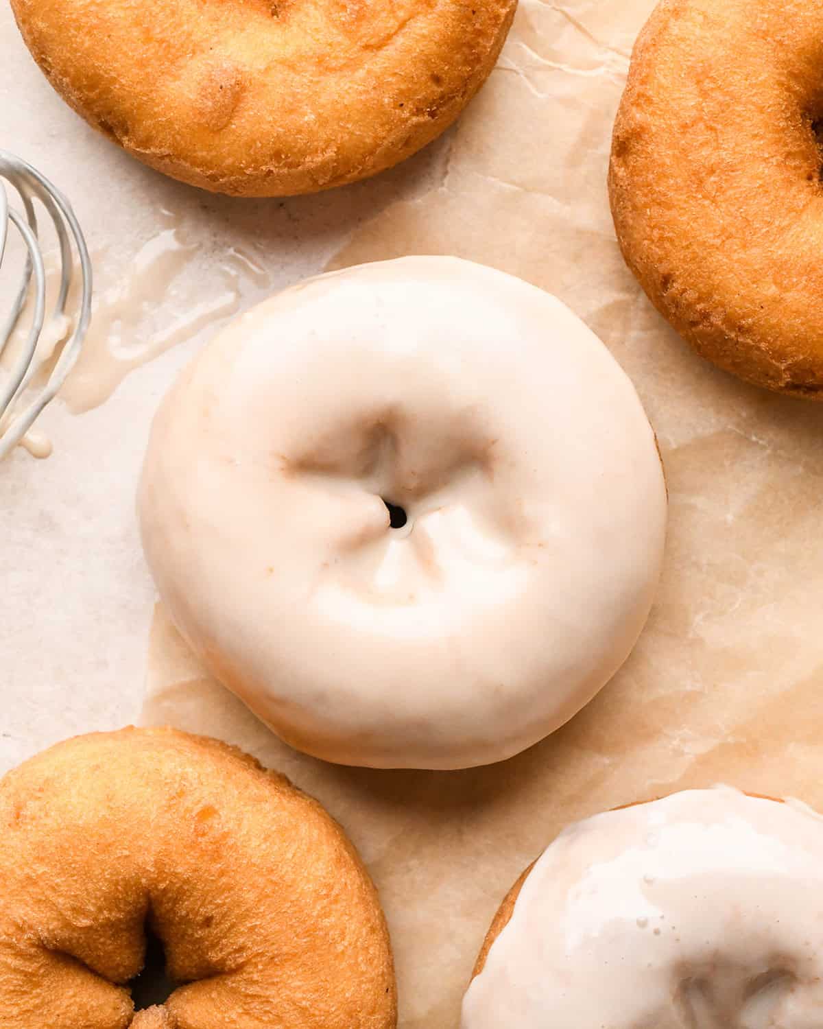 a donut with vanilla glaze