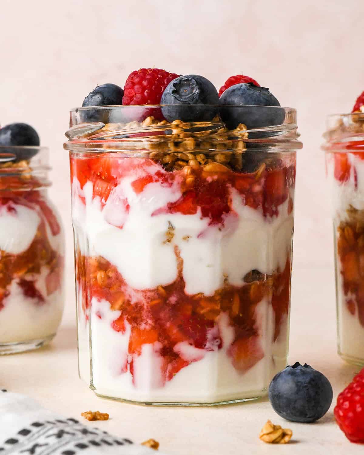 How to Make a Yogurt Parfait - final assembled parfait in a jar