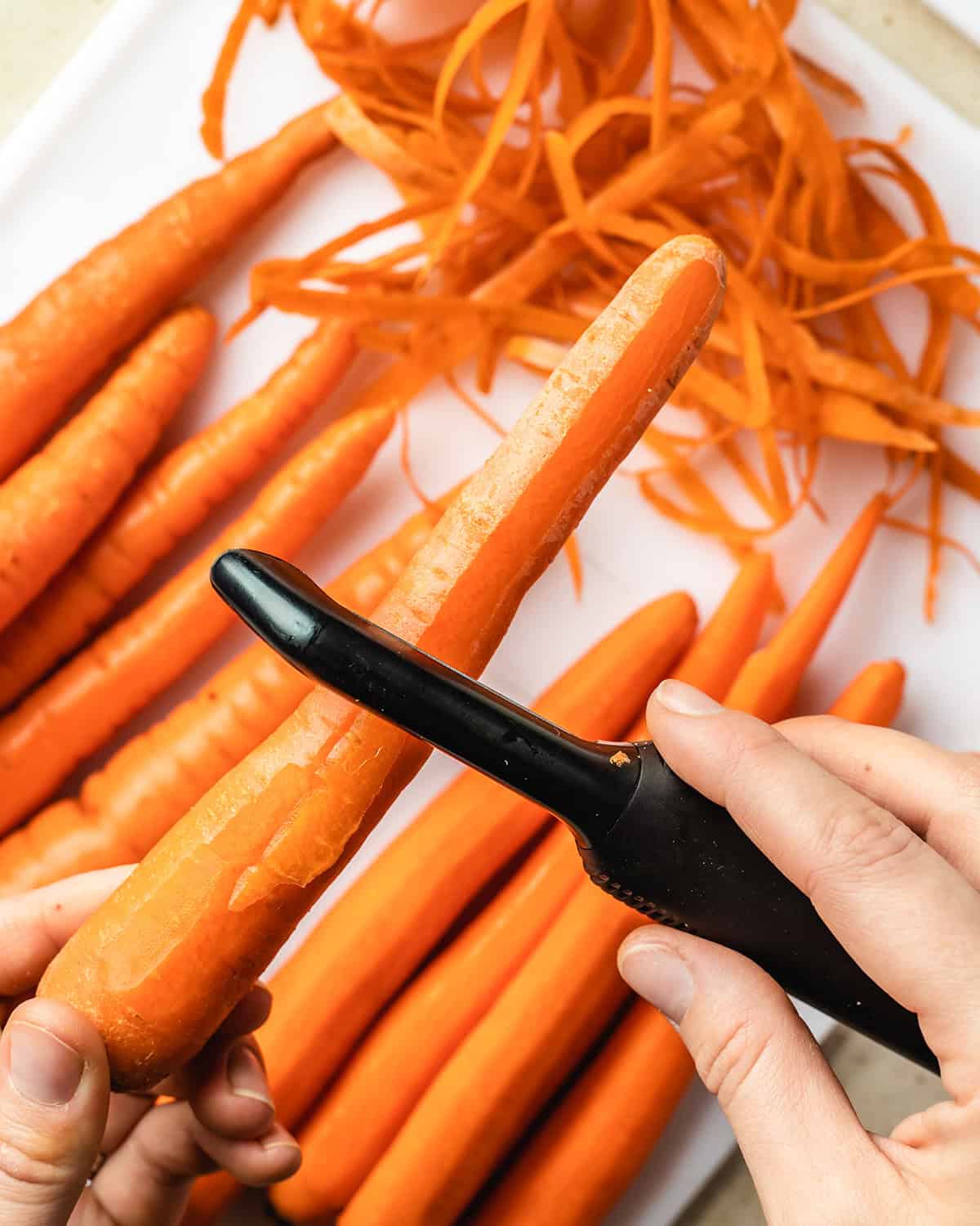 How to Make Baby Food Carrots  - peeling carrots