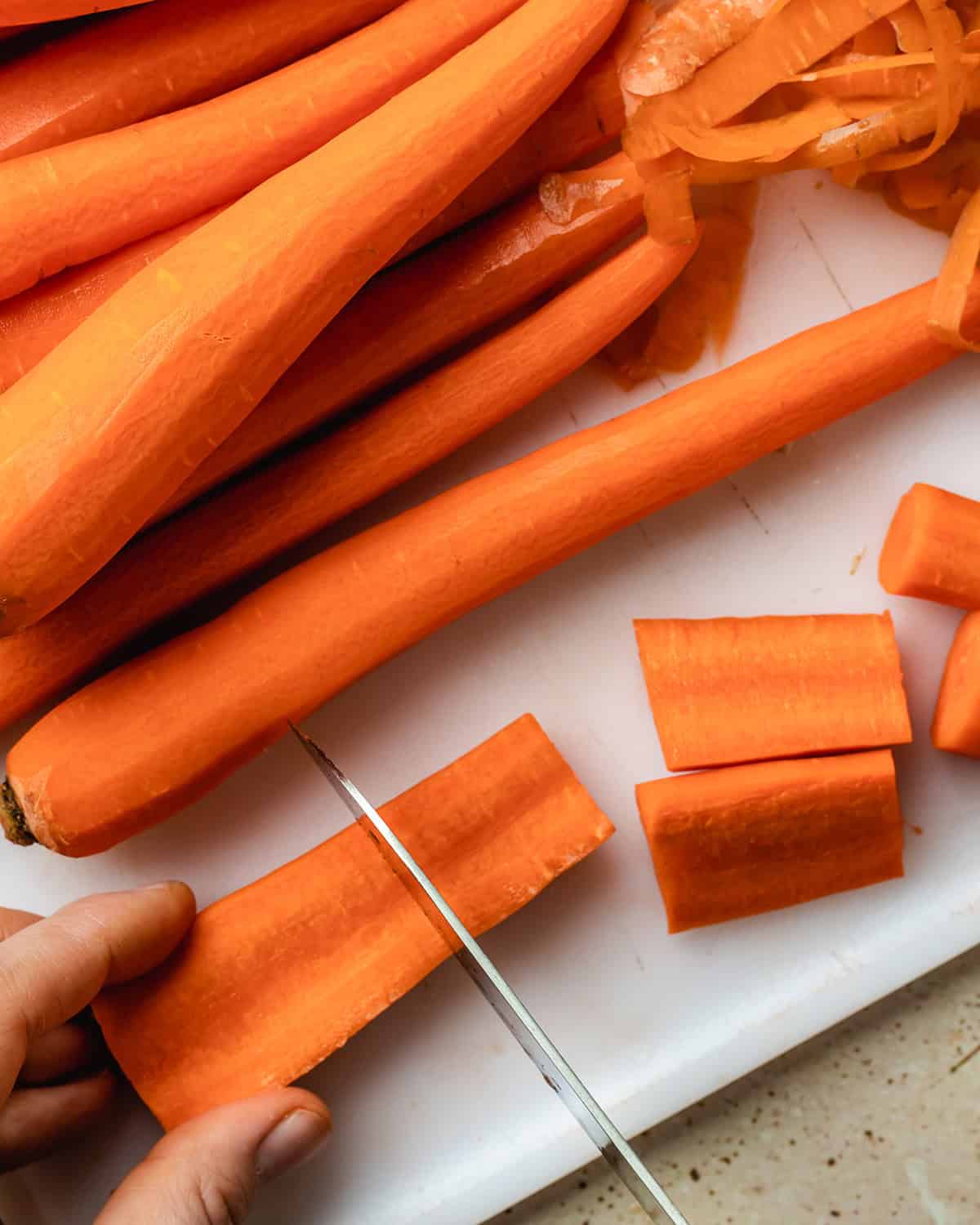 How to Make Baby Food Carrots  - cutting carrots