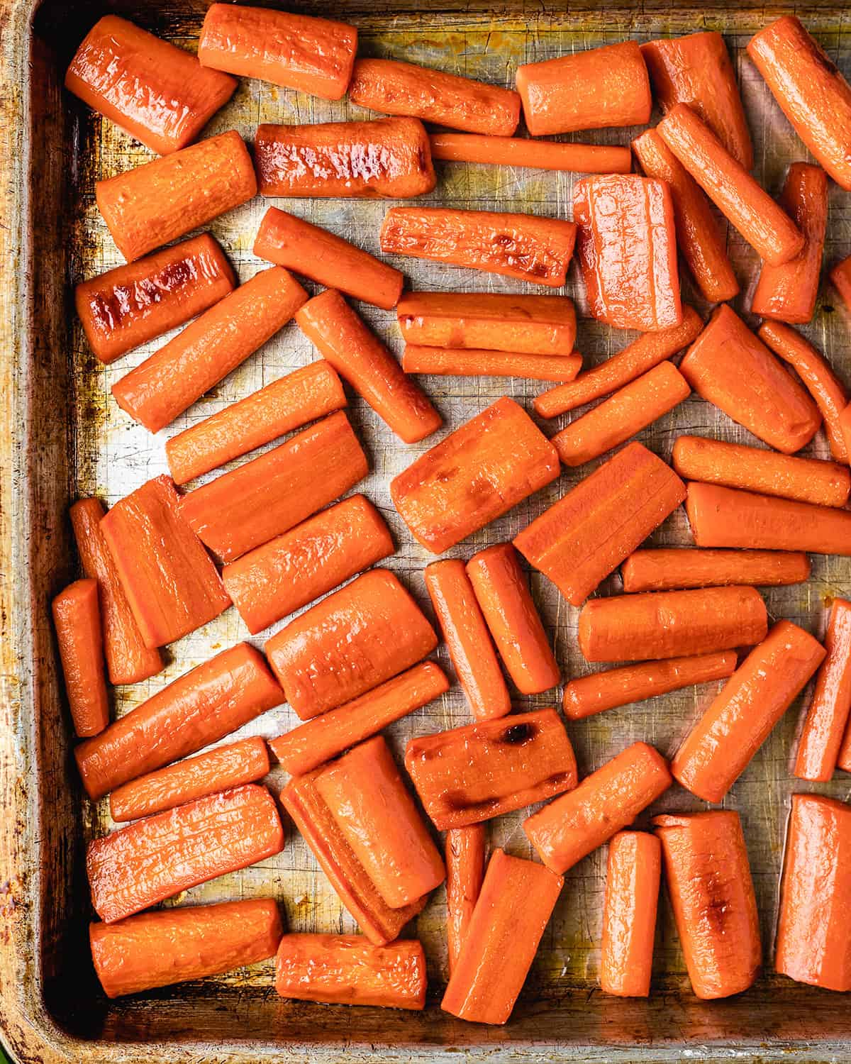 How to Make Baby Food Carrots  - carrots on a baking sheet after roasting