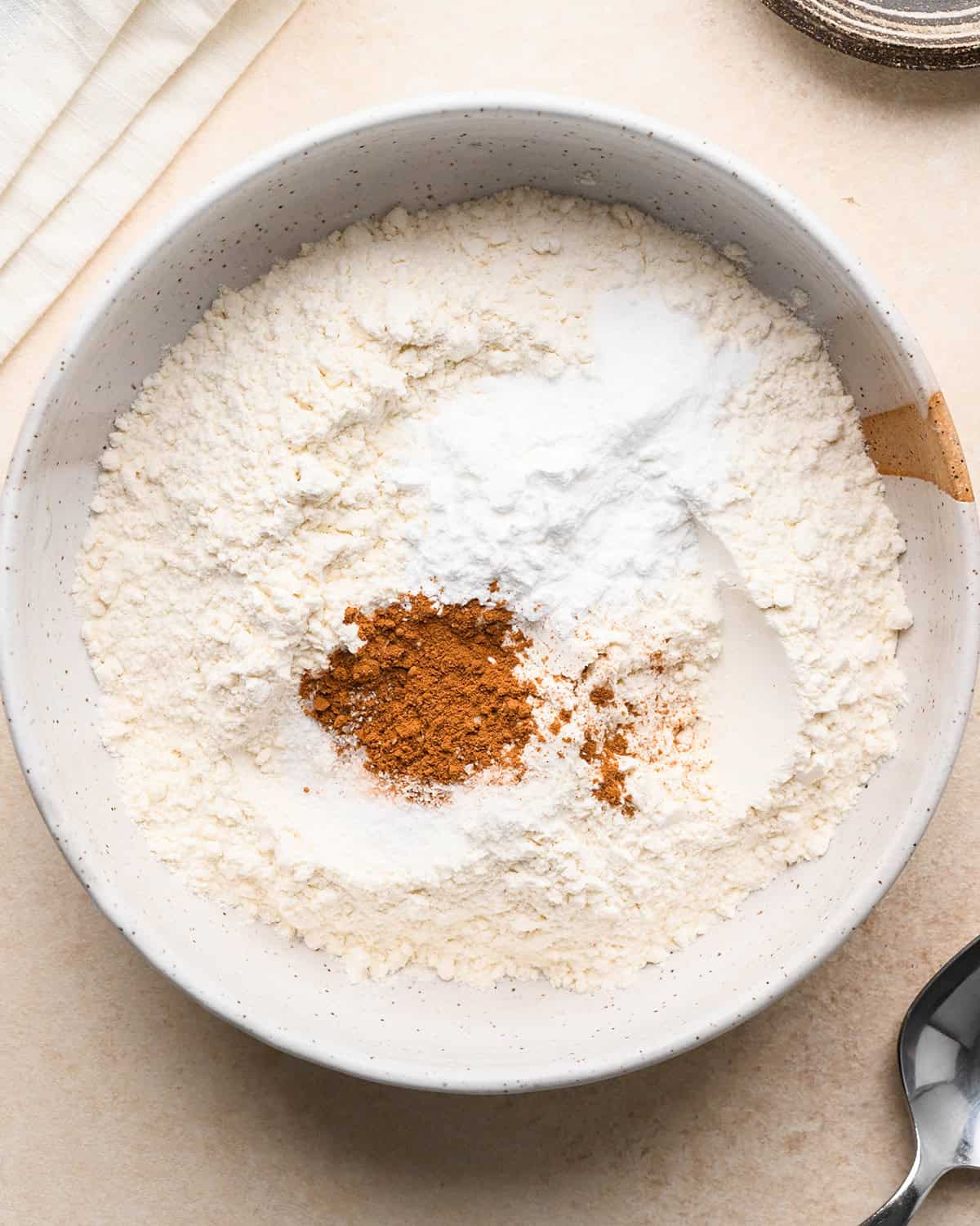 How to Make Blueberry Pancakes - dry ingredients in a bowl before mixing