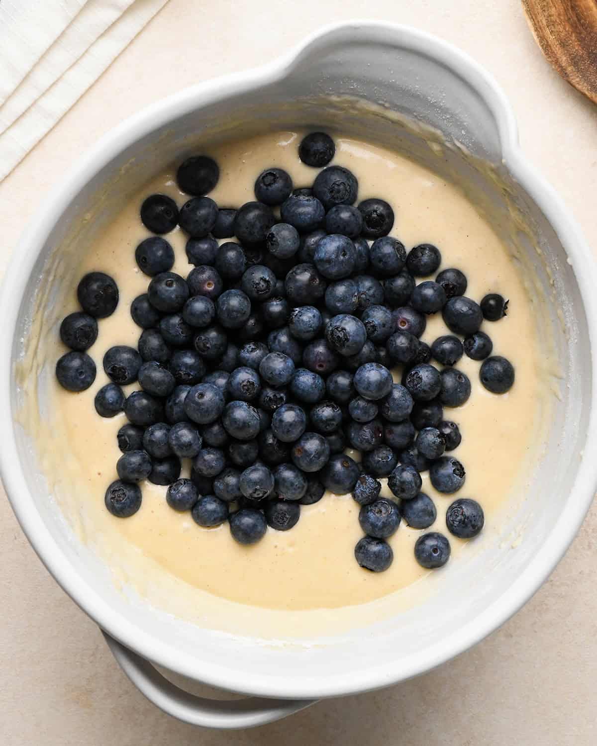 How to Make Blueberry Pancakes - adding blueberries before mixing