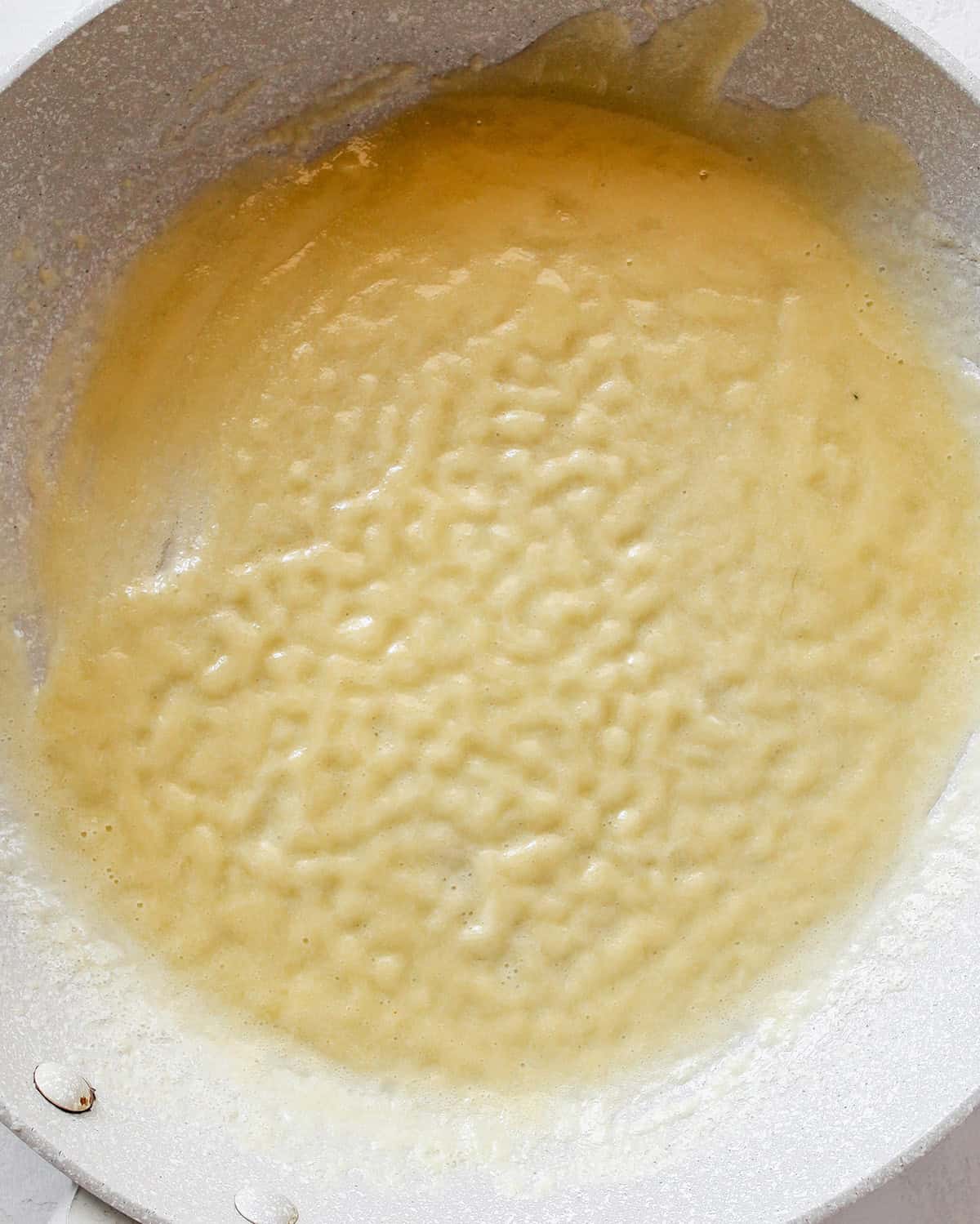making Greek Yogurt Mac & Cheese - butter/flour mixture cooking