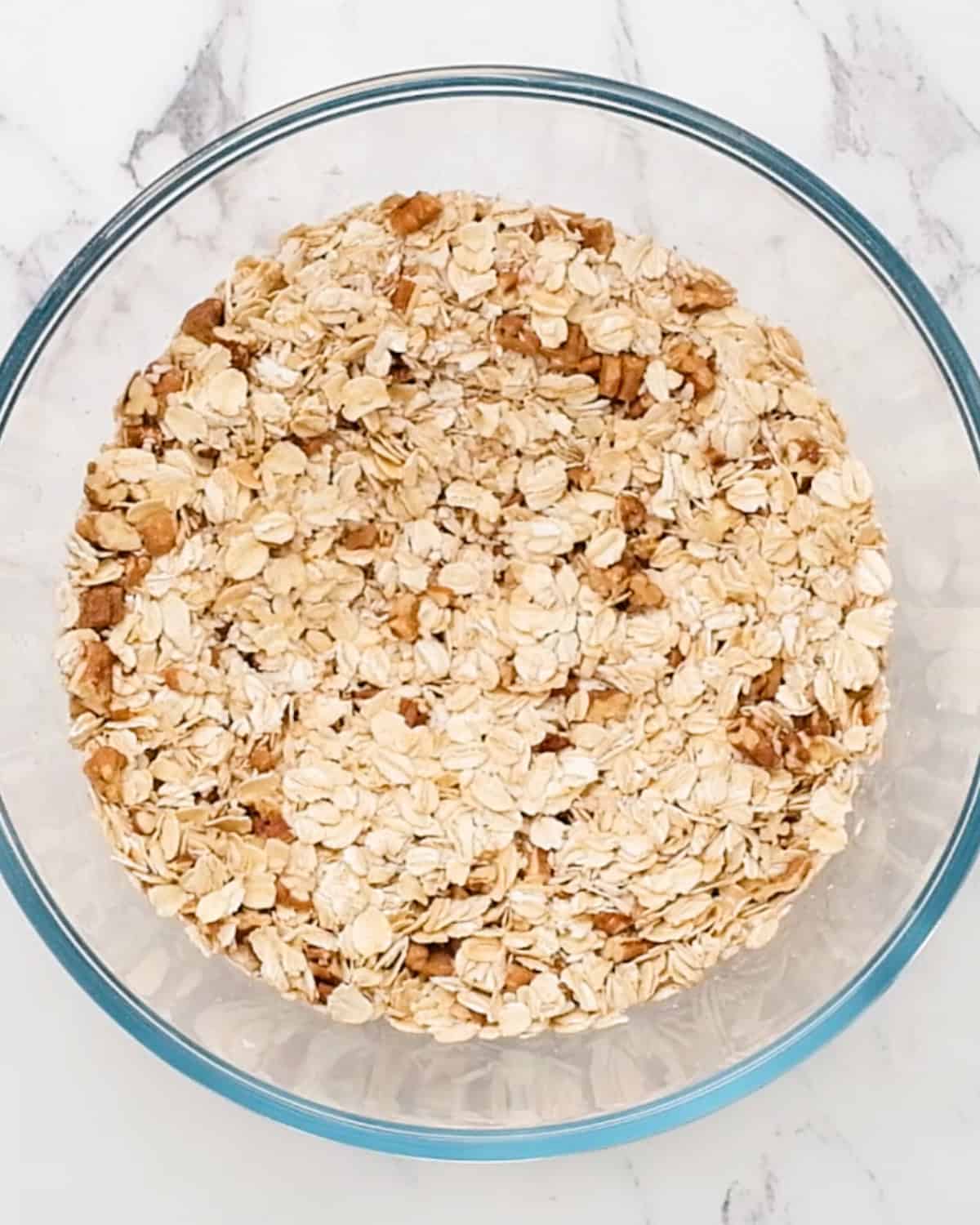 How to Make Homemade Granola - dry ingredients in a bowl after mixing