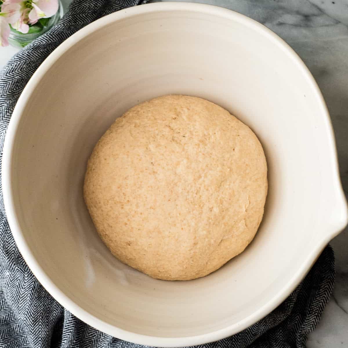 How to Make Honey Wheat Bread  - dough in a bowl before rising