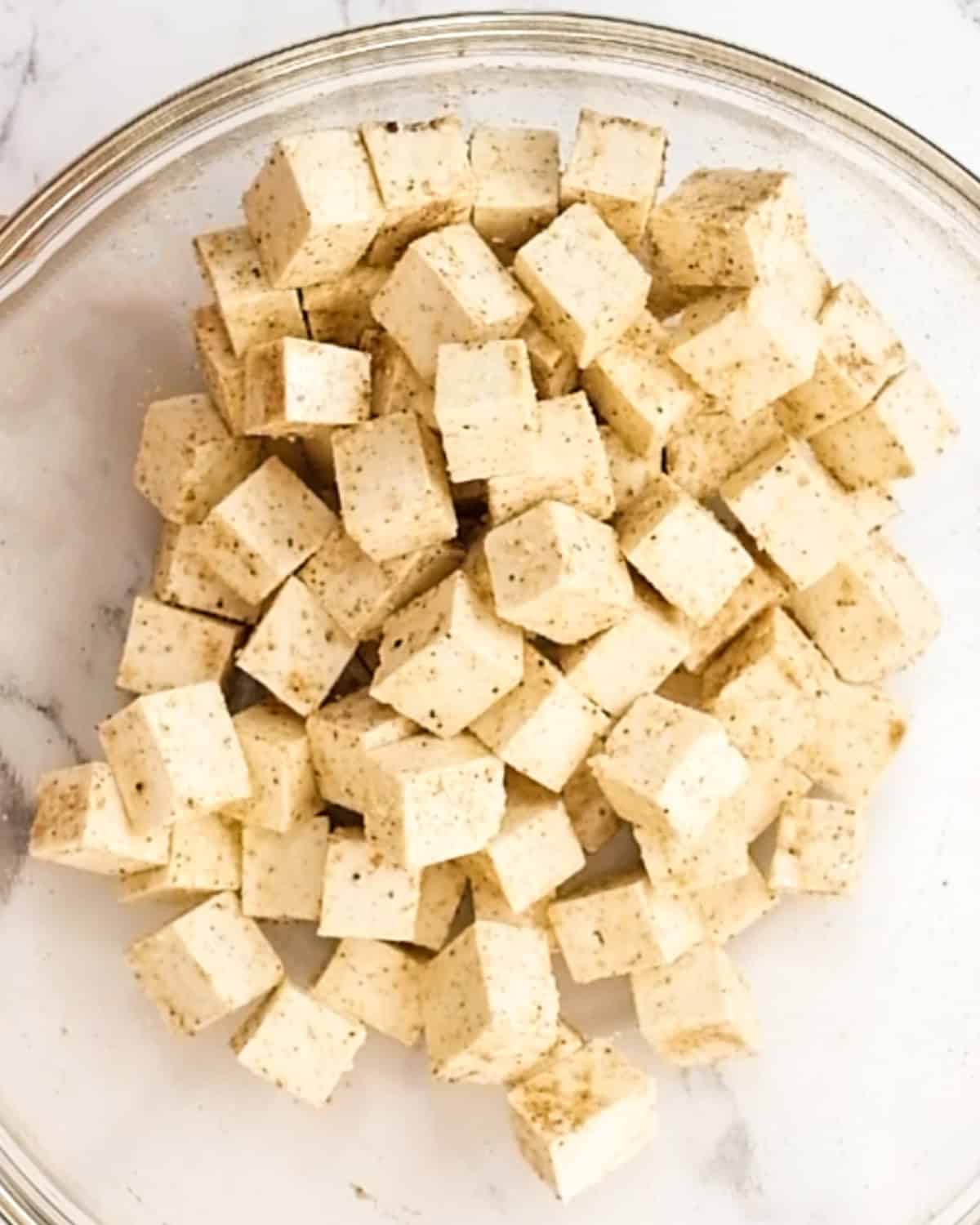 How to Make Baked Crispy Tofu after mixing in spice mixture
