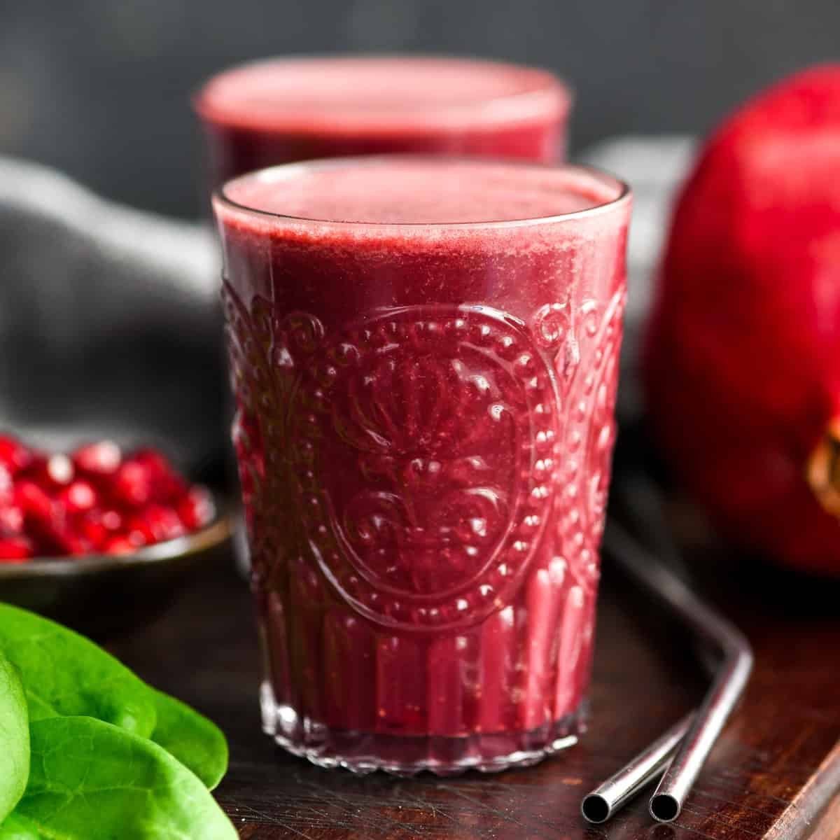 two glasses of Pomegranate Smoothie