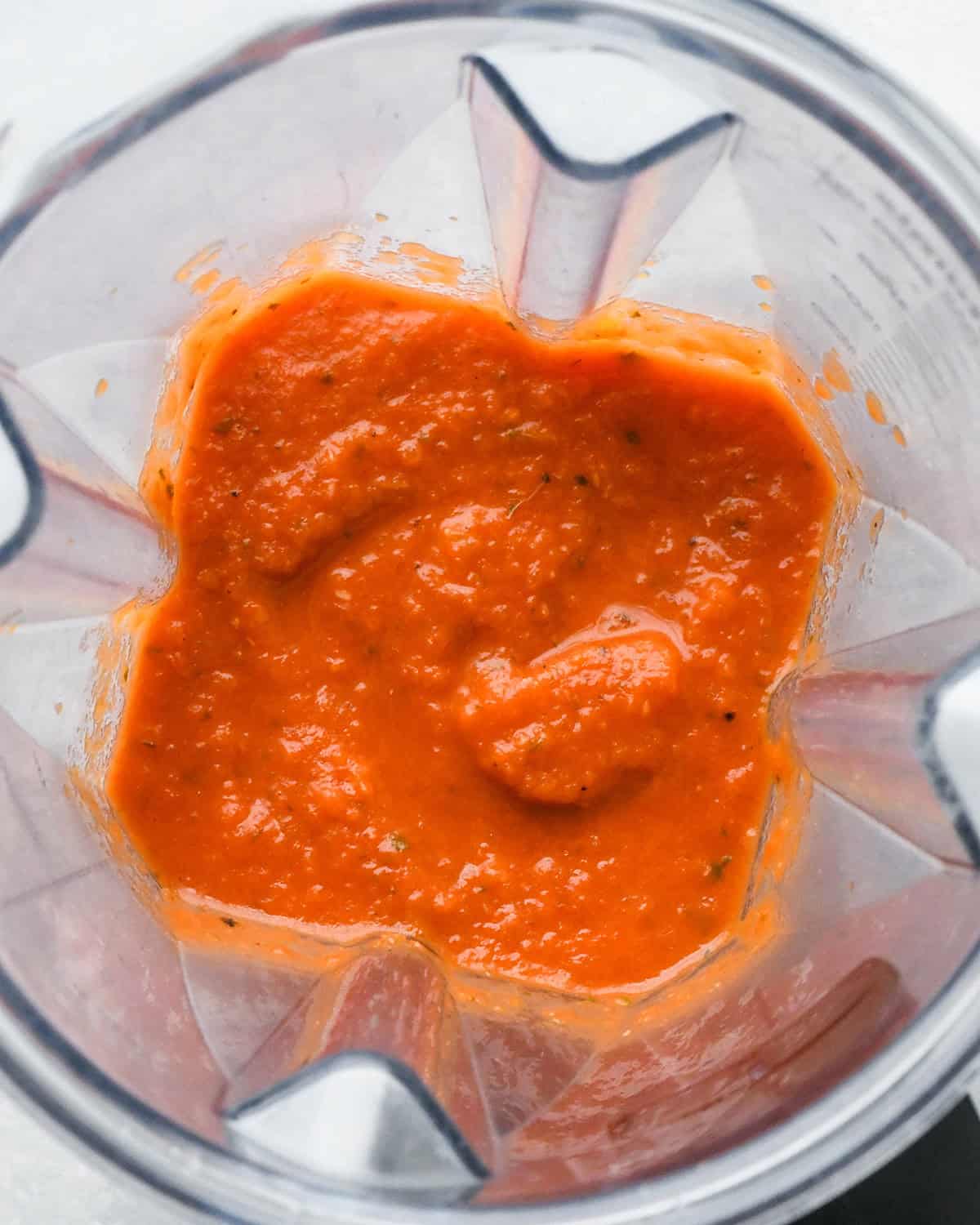 Tomato & Zucchini Pasta Sauce after being blended in a blender