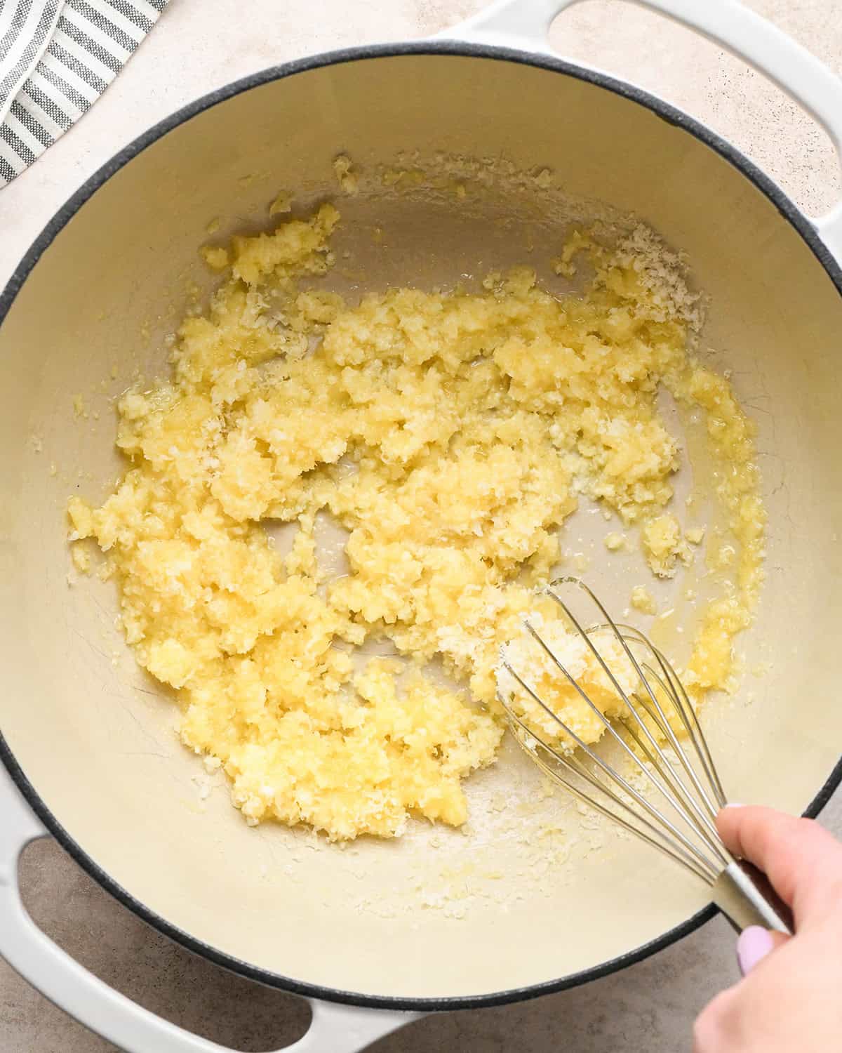 how to make Cacio e Pepe Pasta sauce - after whisking cheese into butter