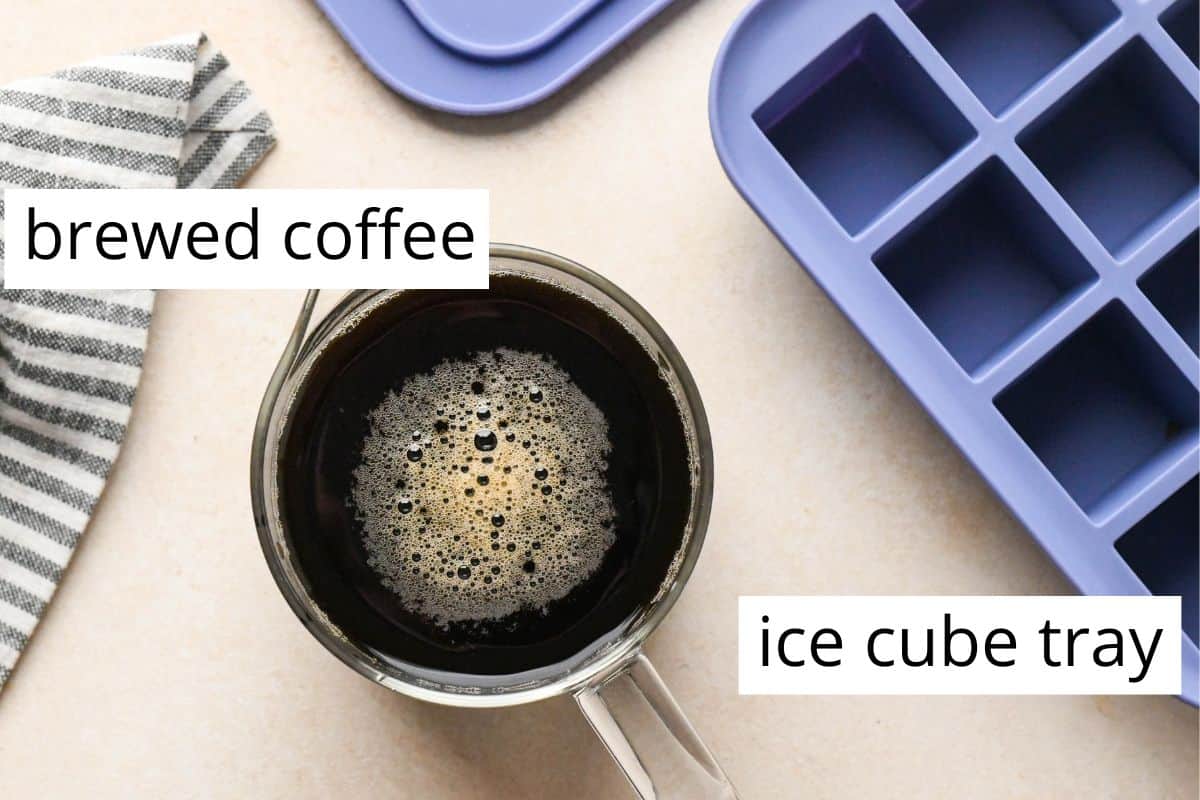 labeled ingredients & equipment in this Coffee Ice Cubes recipe