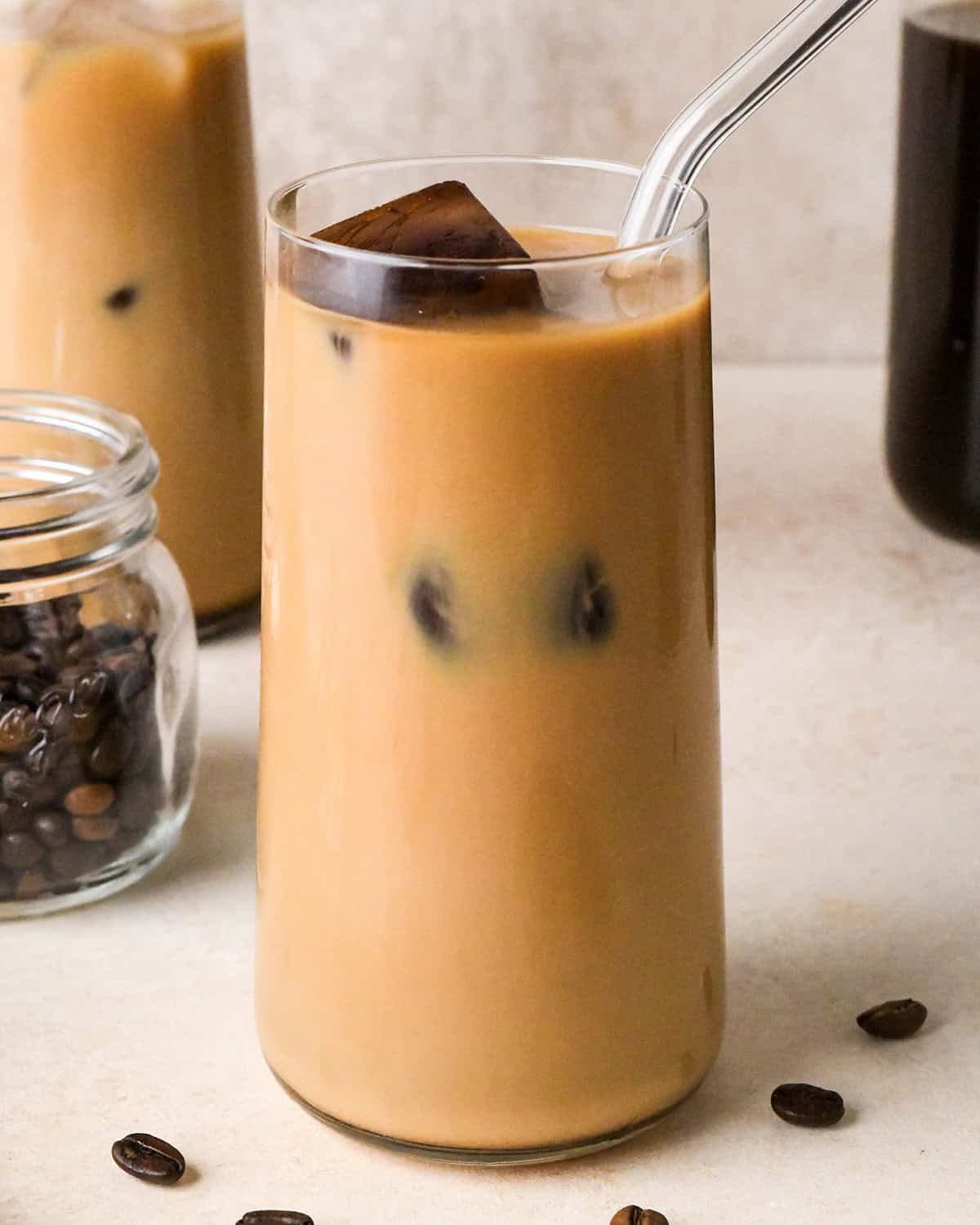 Cold Brew Coffee in a glass with coffee ice cubes 
