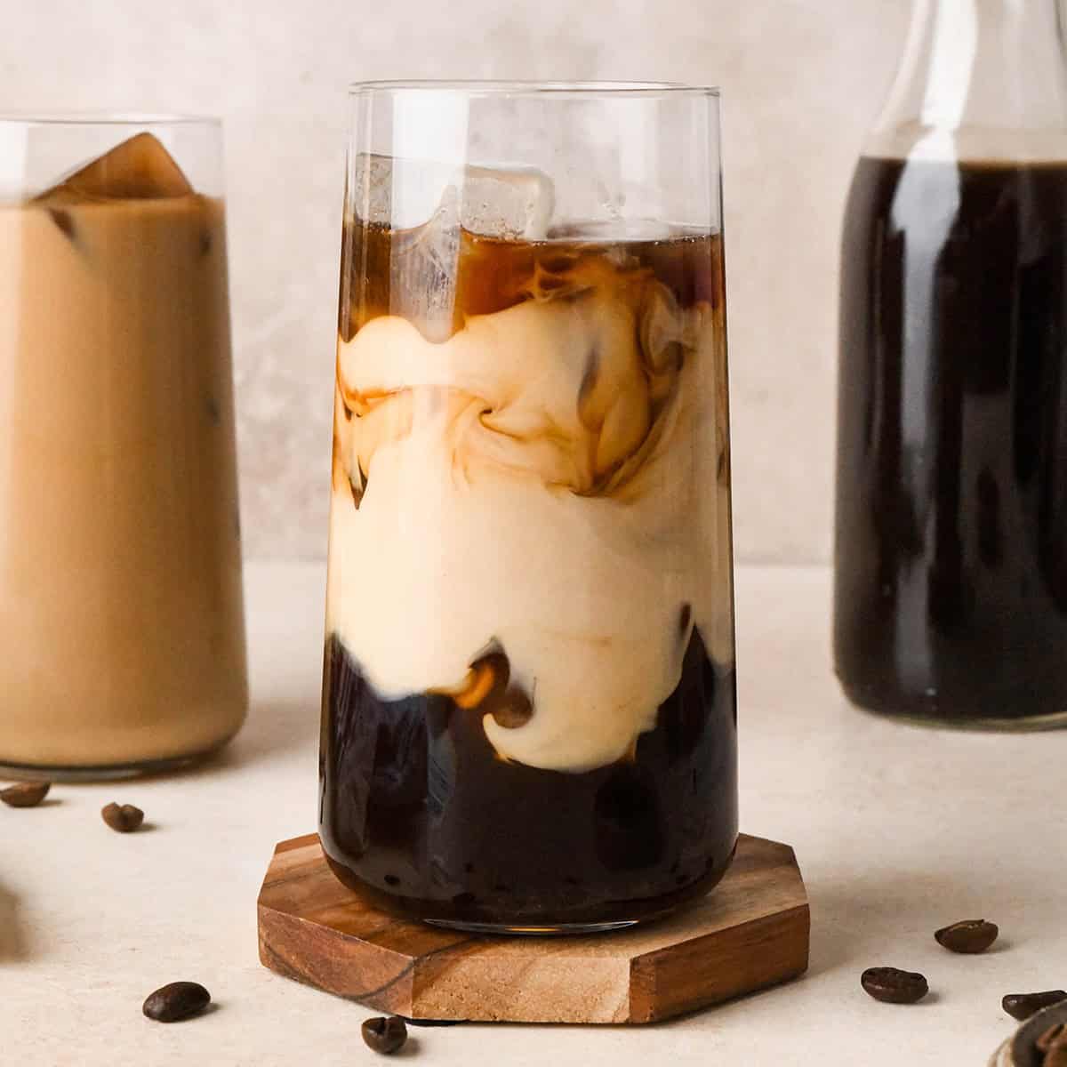 Cold Brew Coffee in a glass with cream