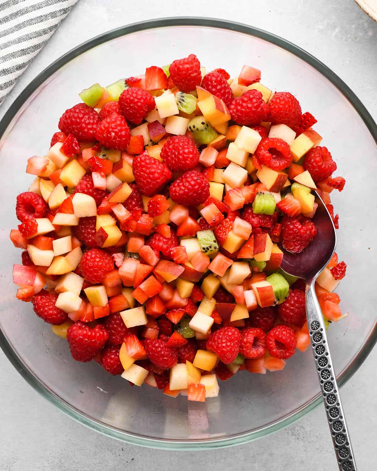 making Fruit Salsa Recipe - fruit in a bowl after mixing