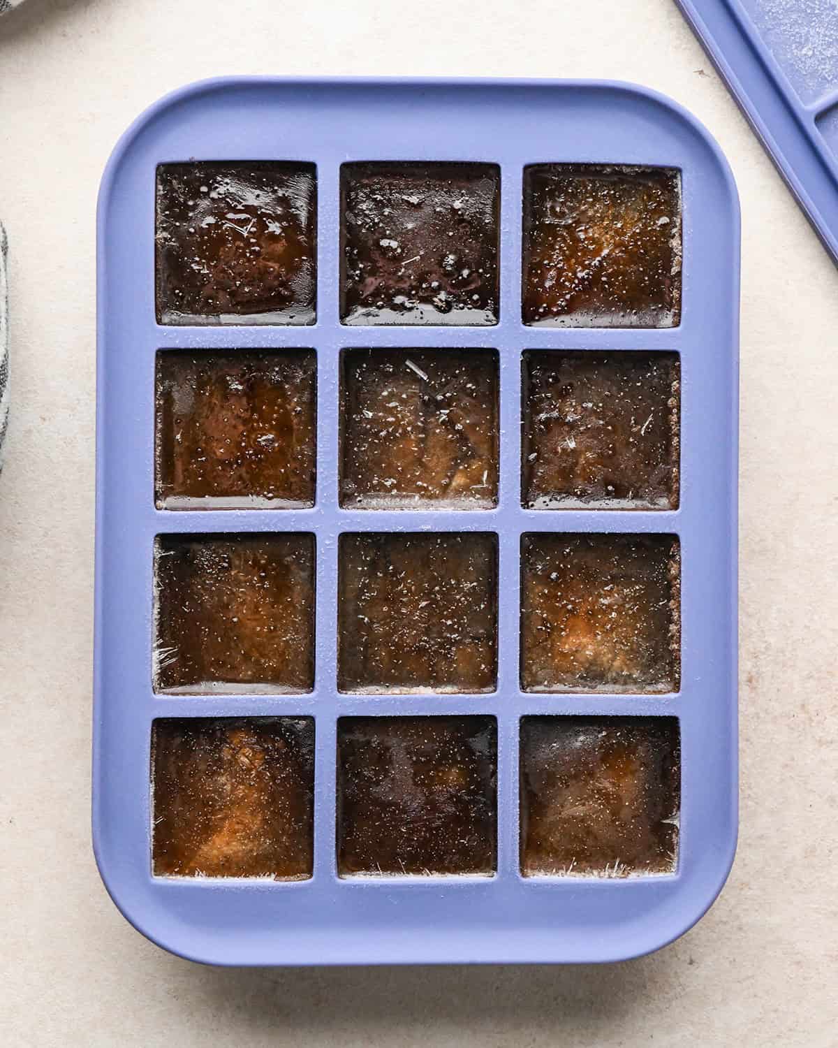 frozen coffee in an ice cube tray to make Coffee Ice Cubes