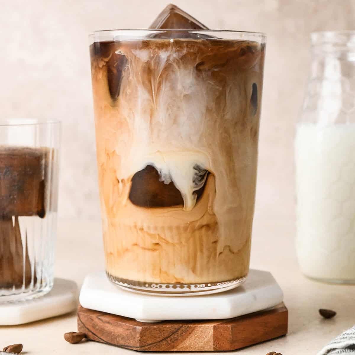 Coffee Ice Cubes in a glass of iced coffee