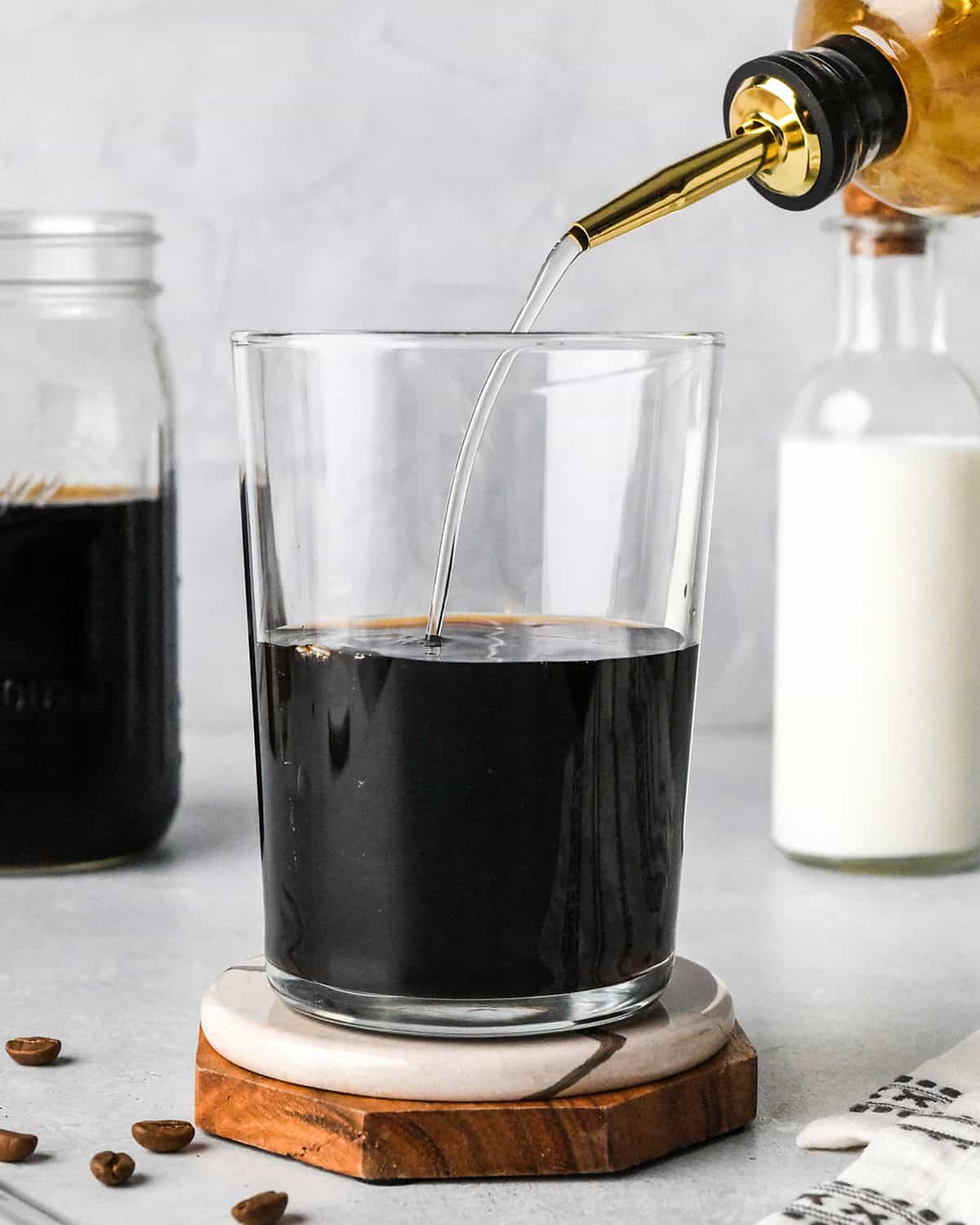 How to Make Iced Coffee with brewed coffee - adding simple syrup