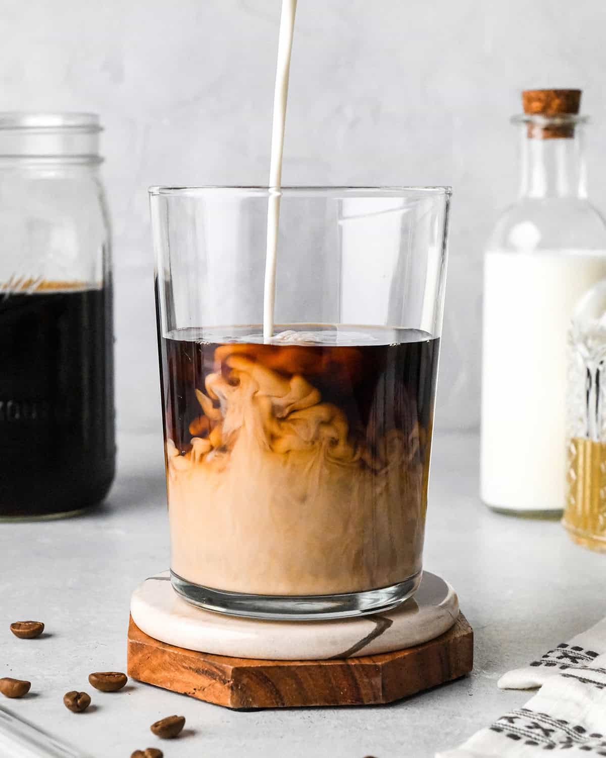 How to Make Iced Coffee with brewed coffee - adding heavy cream