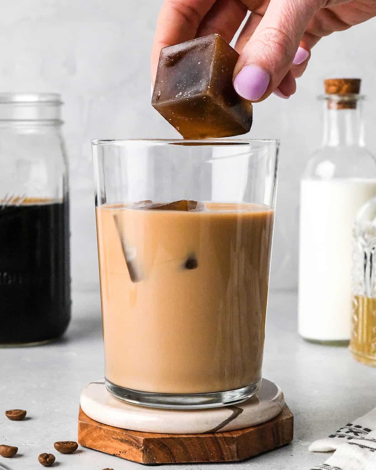 How to Make Iced Coffee with brewed coffee - adding coffee ice cubes