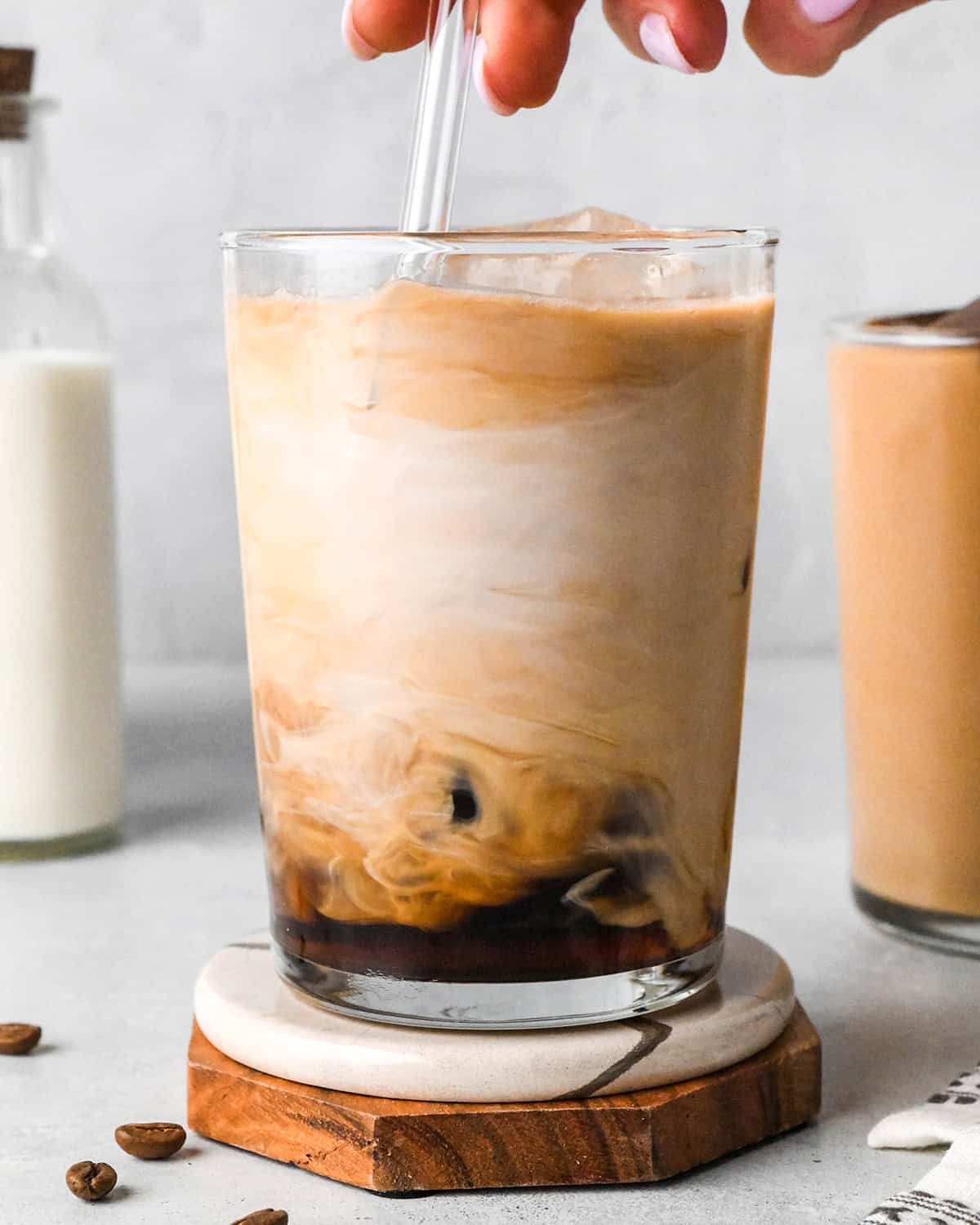 How to Make Iced Coffee with brewed coffee - stirring