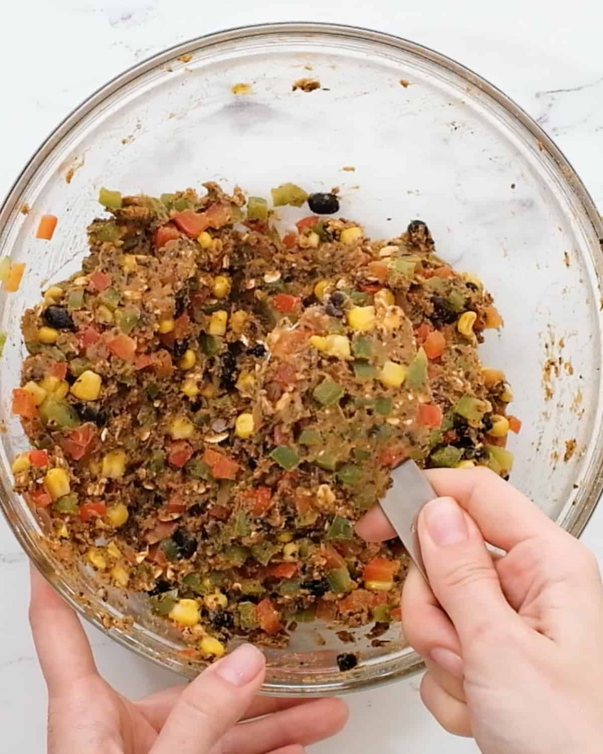 How to Make Sweet Potato Black Bean Burgers - measuring out burgers with a measuring cup