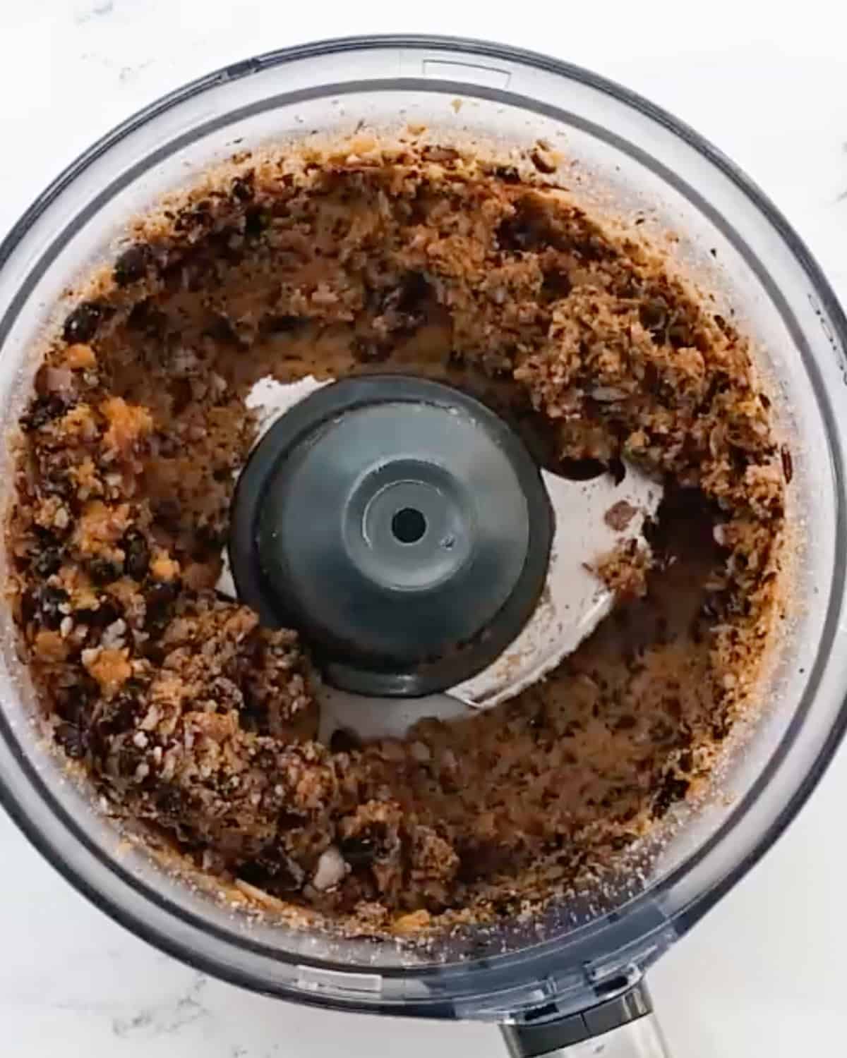 How to Make Sweet Potato Black Bean Burgers - sweet potato and black beans after processing in a food processor
