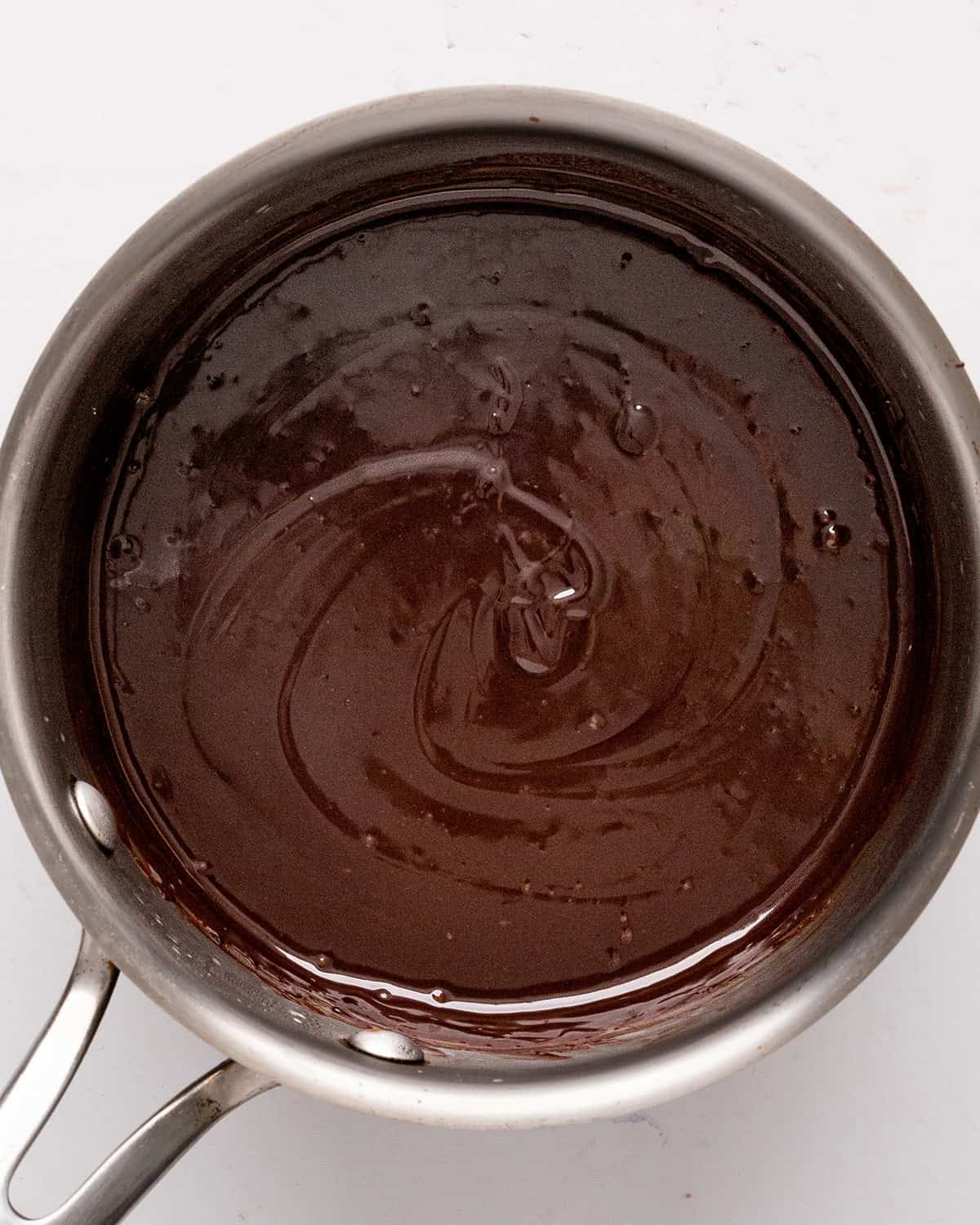 Vegan Chocolate Fondue in a saucepan